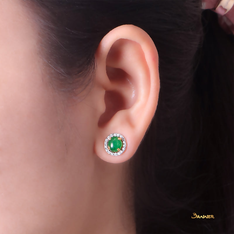 Jade and Diamond Halo 2-way Earrings