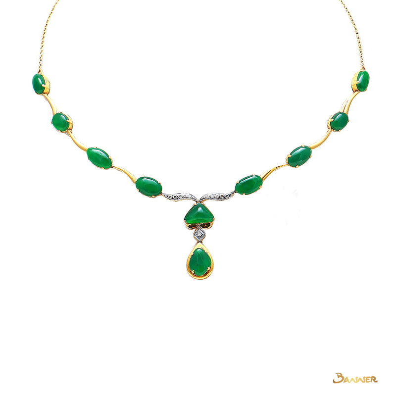 Green Jade and Diamond Necklace