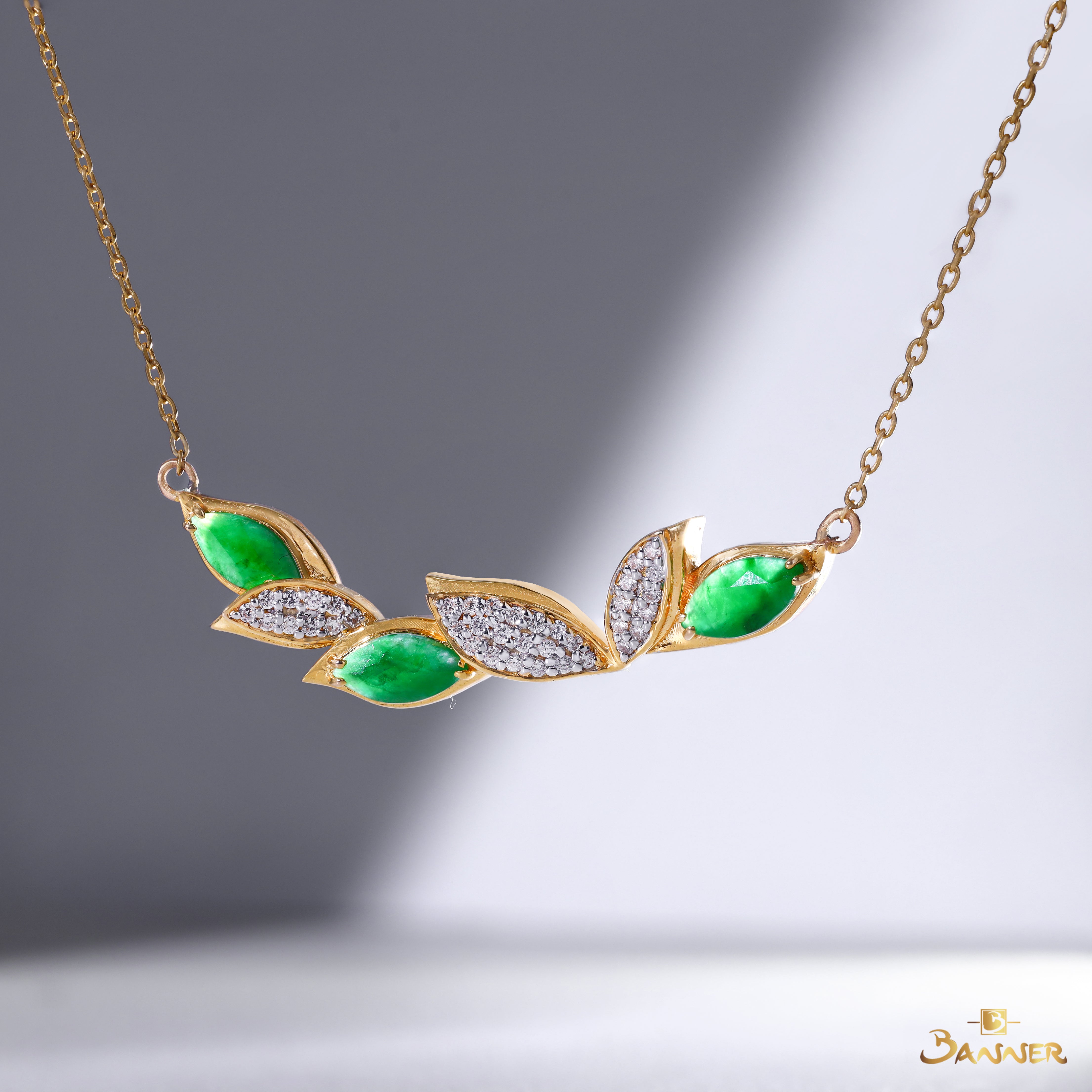 Jade and Diamond Liana Necklace