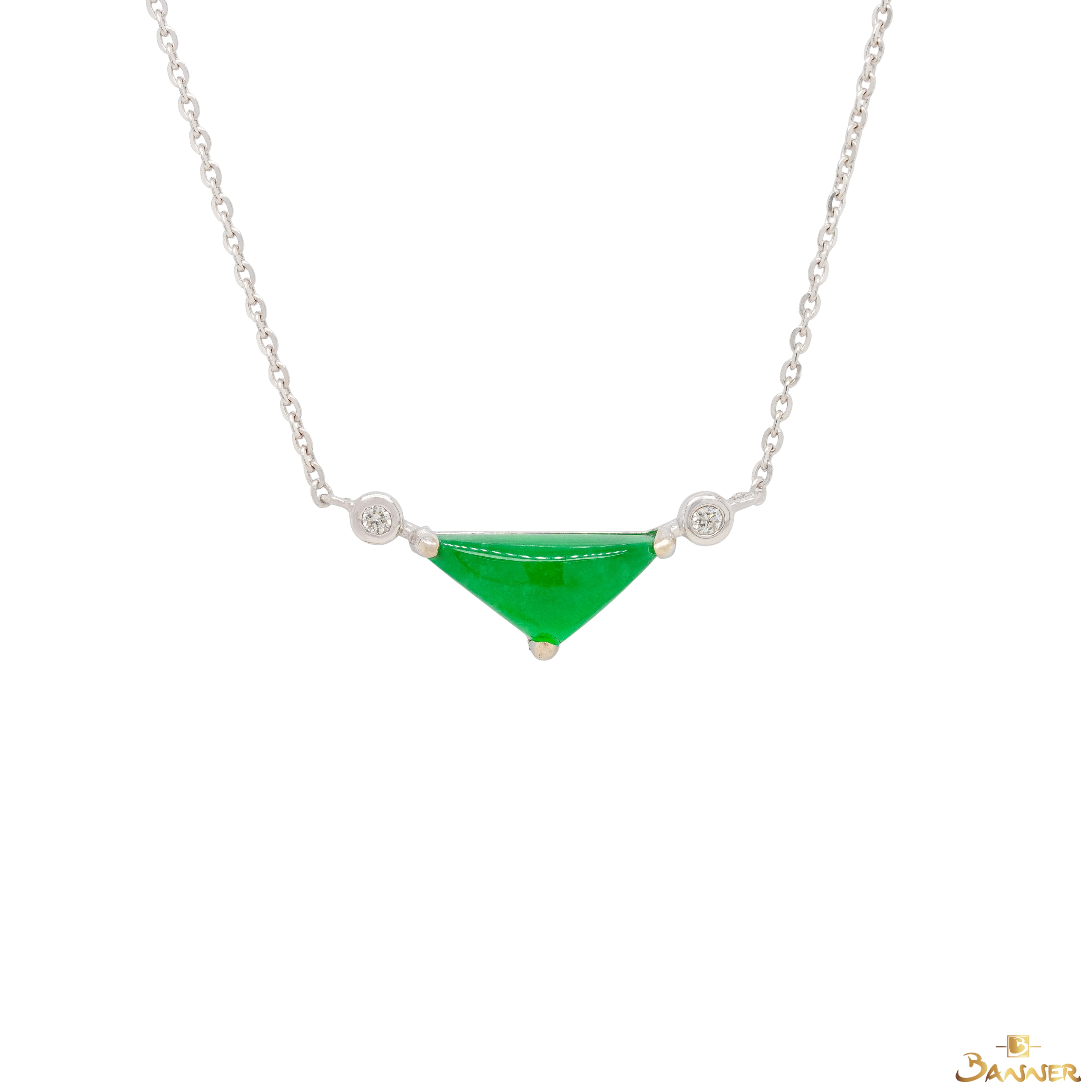 Triangle Jade and Diamond Necklace