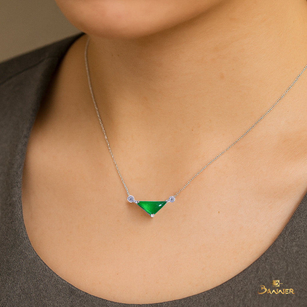 Triangle Jade and Diamond Necklace