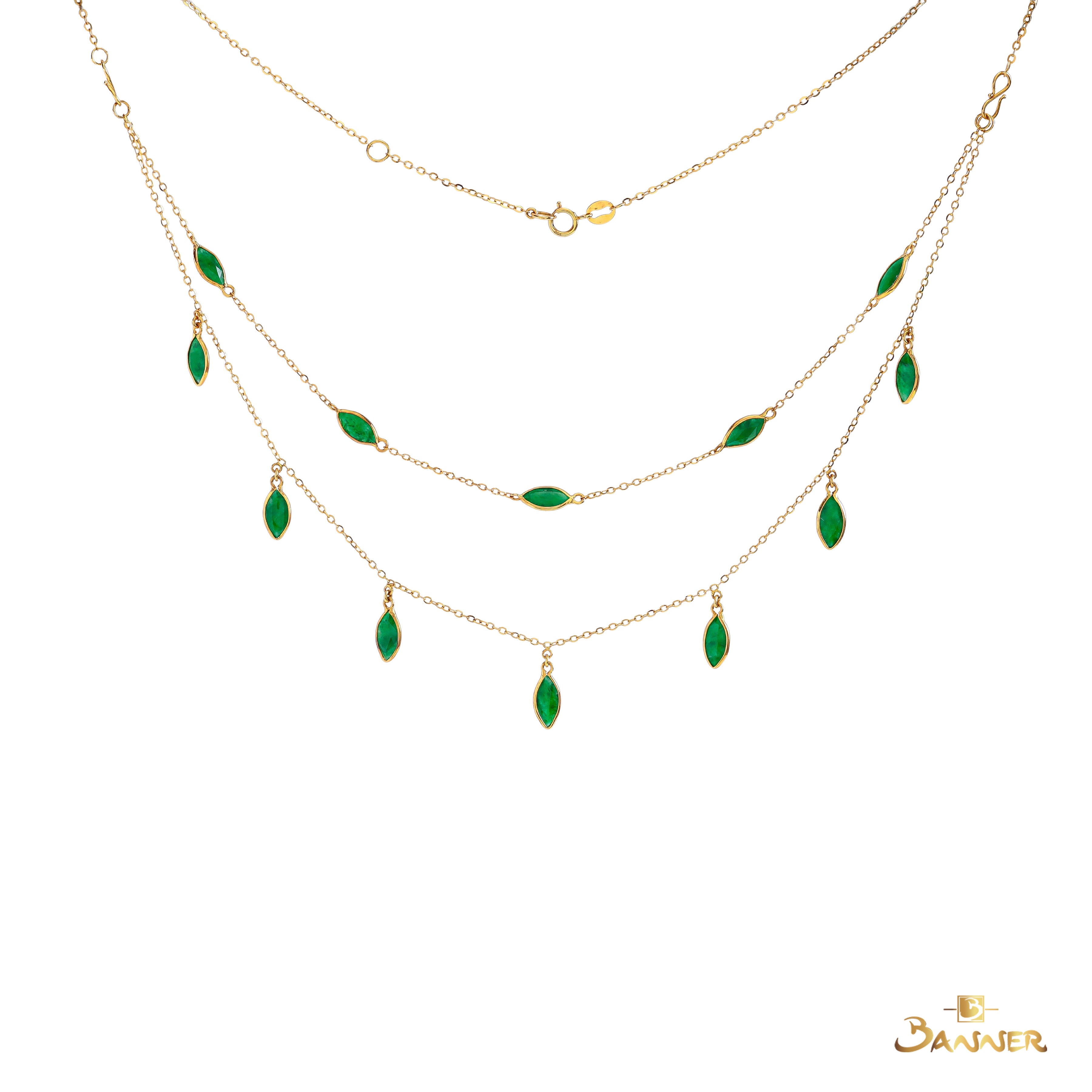 Green Jade Leaf Layered Necklace