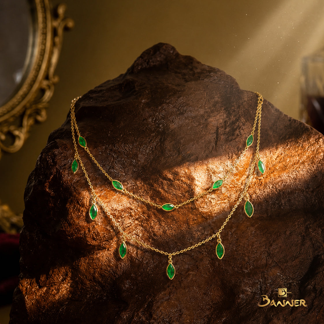 Green Jade Leaf Layered Necklace