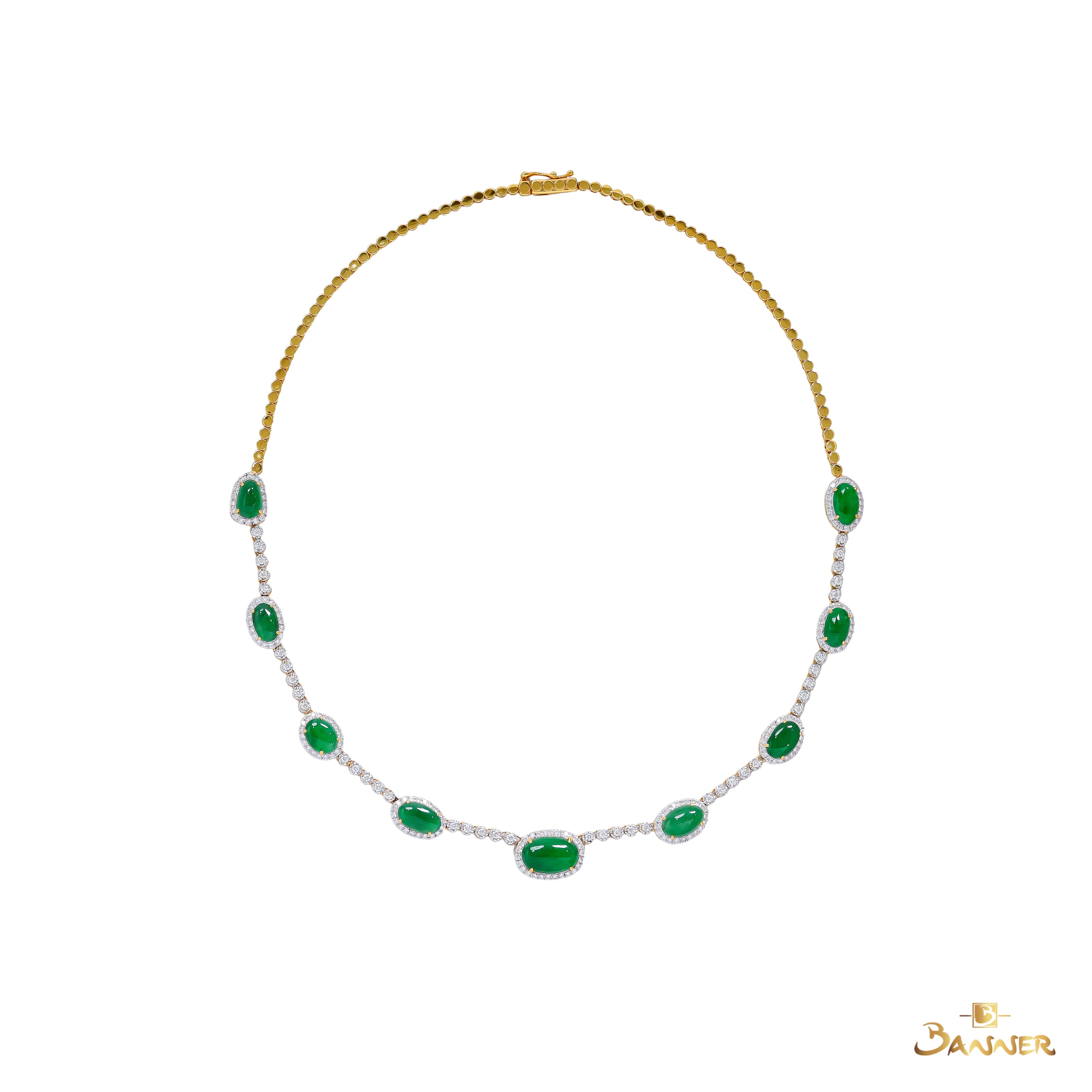 Jade and Diamond Halo Necklace