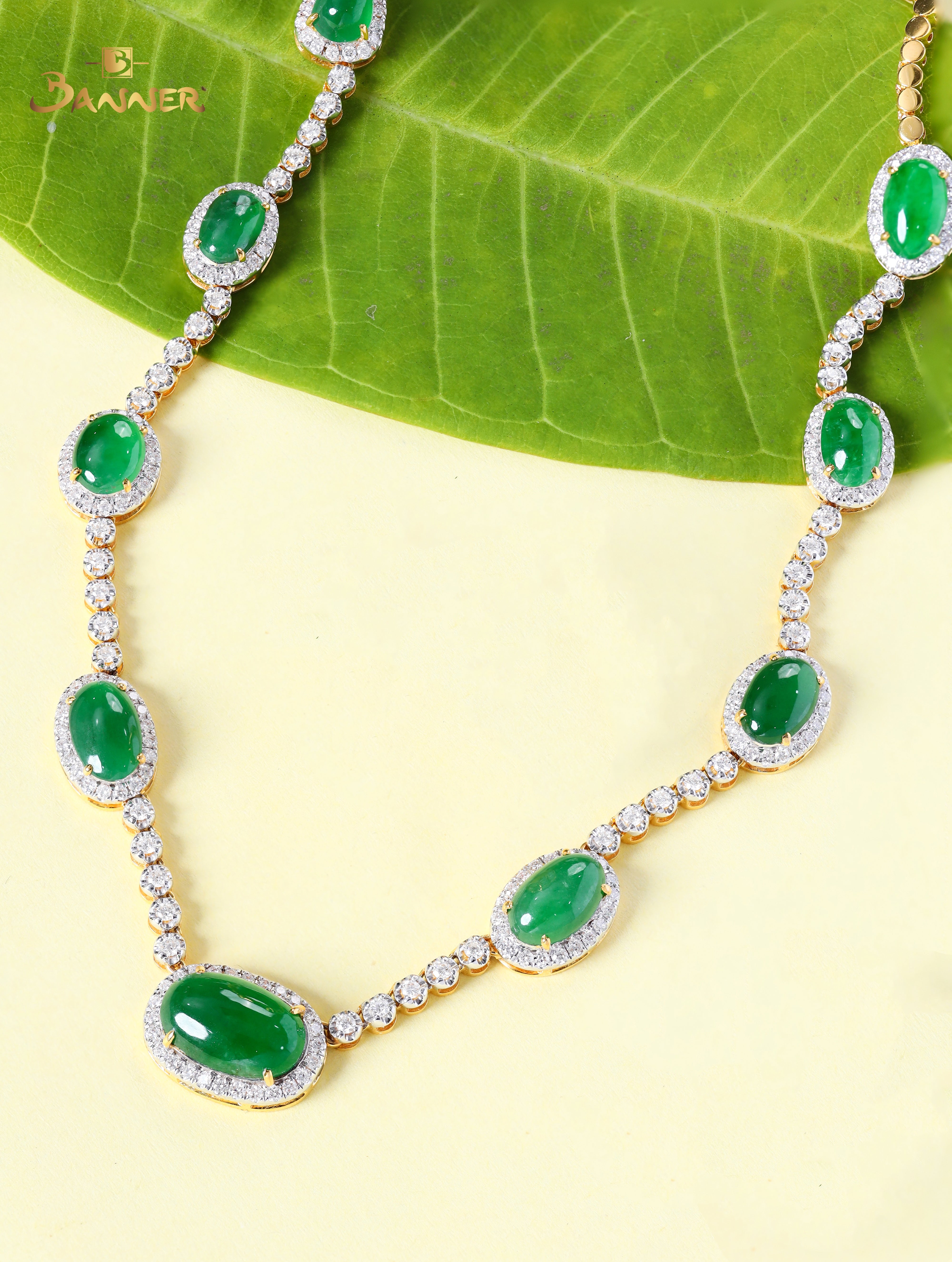 Jade and Diamond Halo Necklace