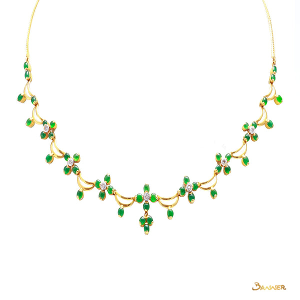 Apple Green Jade and Diamond Pan-Khat Necklace