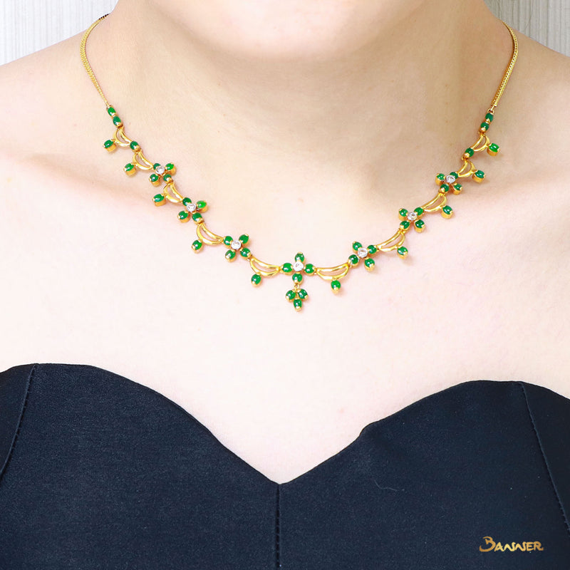 Apple Green Jade and Diamond Pan-Khat Necklace