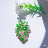 Jade and Diamond Floral Pendant / Brooch