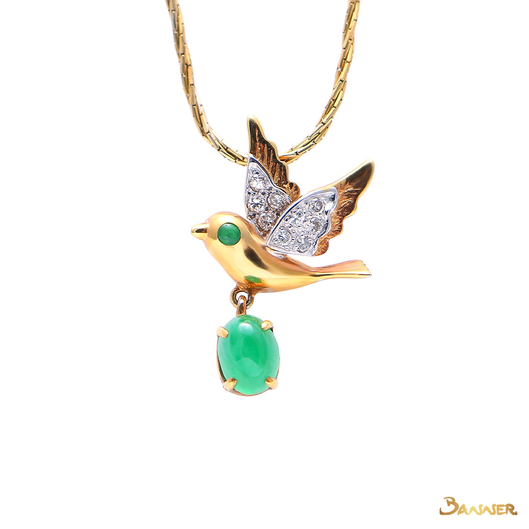 Jade and Diamond Bird Pendant