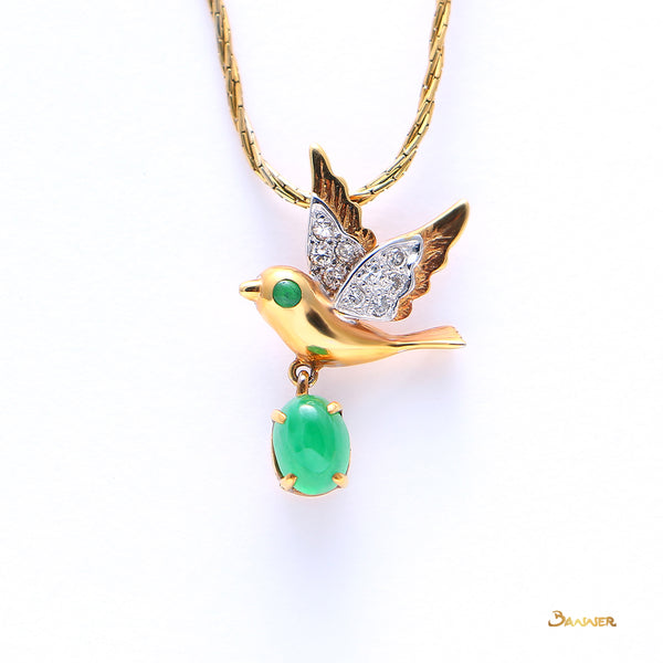 Jade and Diamond Bird Pendant