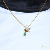 Jade and Diamond Bird Pendant