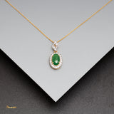 Green Jade and Diamond Halo Pendant