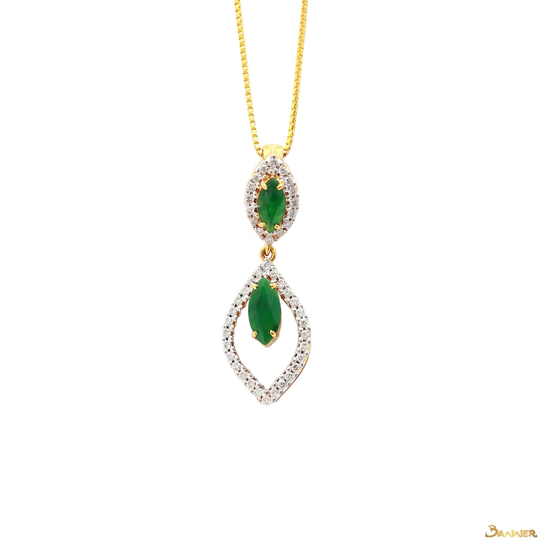 Jade and Diamond Rain-drop Pendant