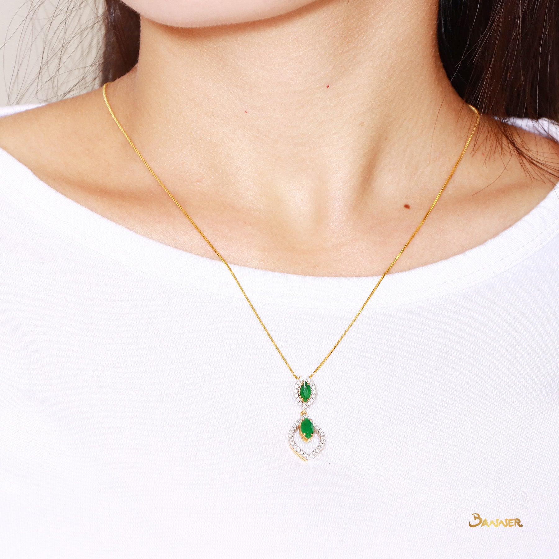 Jade and Diamond Rain-drop Pendant