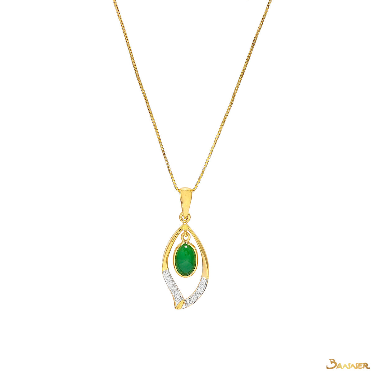 Jade and Diamond Rain-drop Pendant