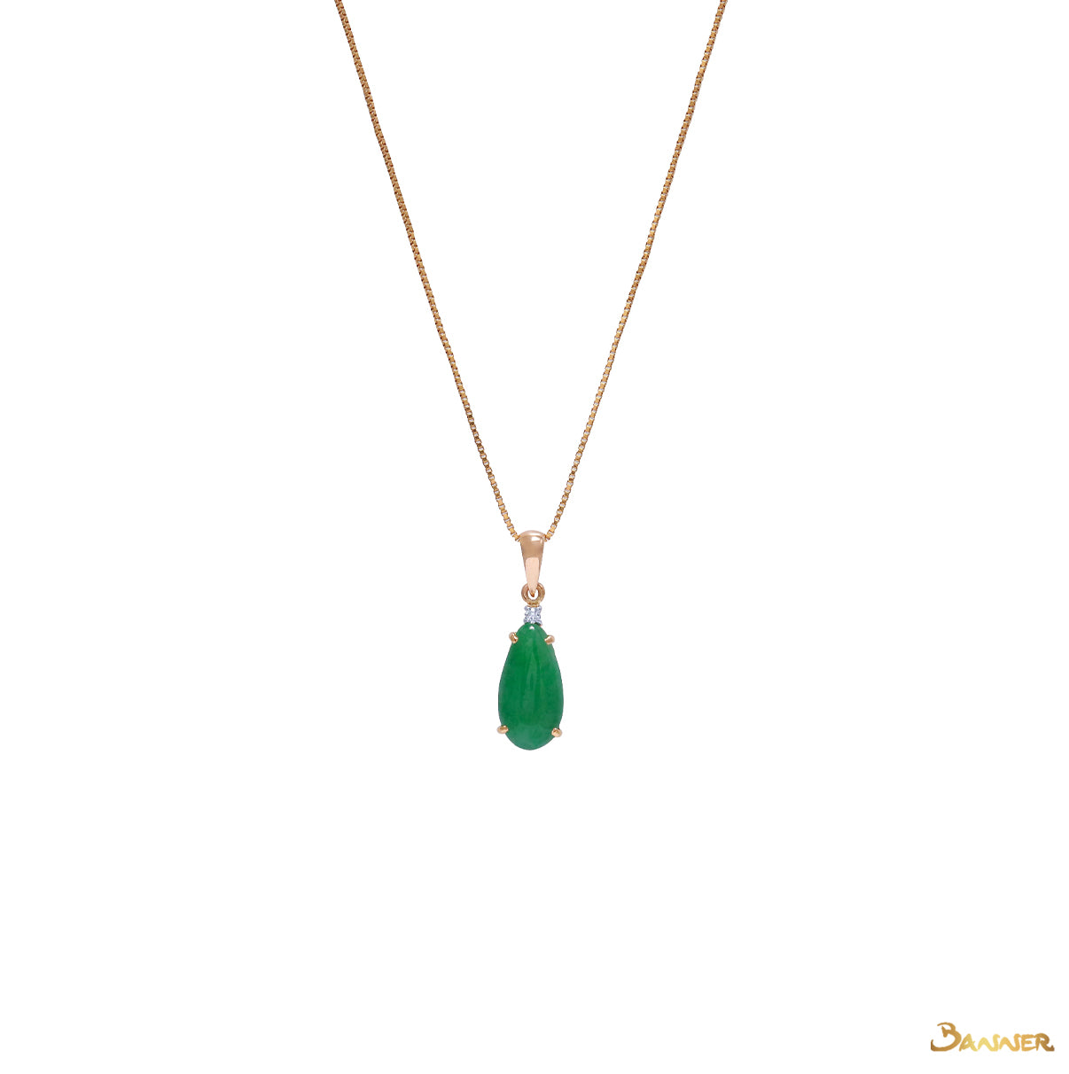 Jade and Diamond Rain-drop Pendant