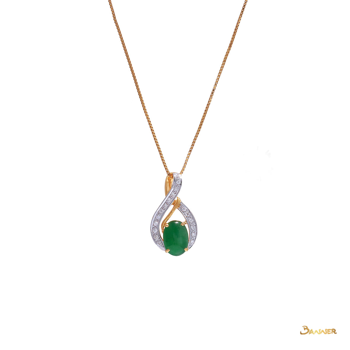 Jade and Diamond Rain-drop Pendant