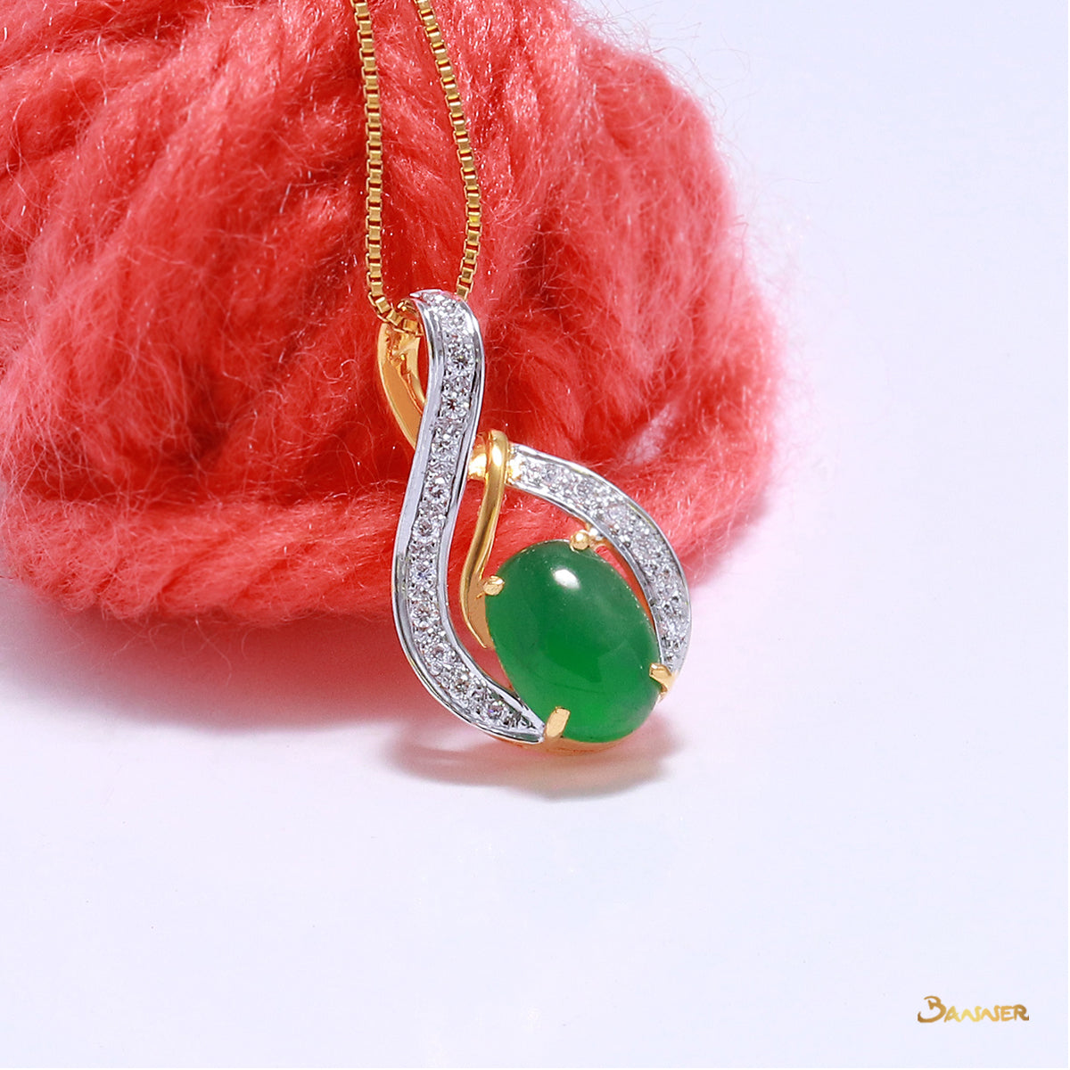 Jade and Diamond Rain-drop Pendant