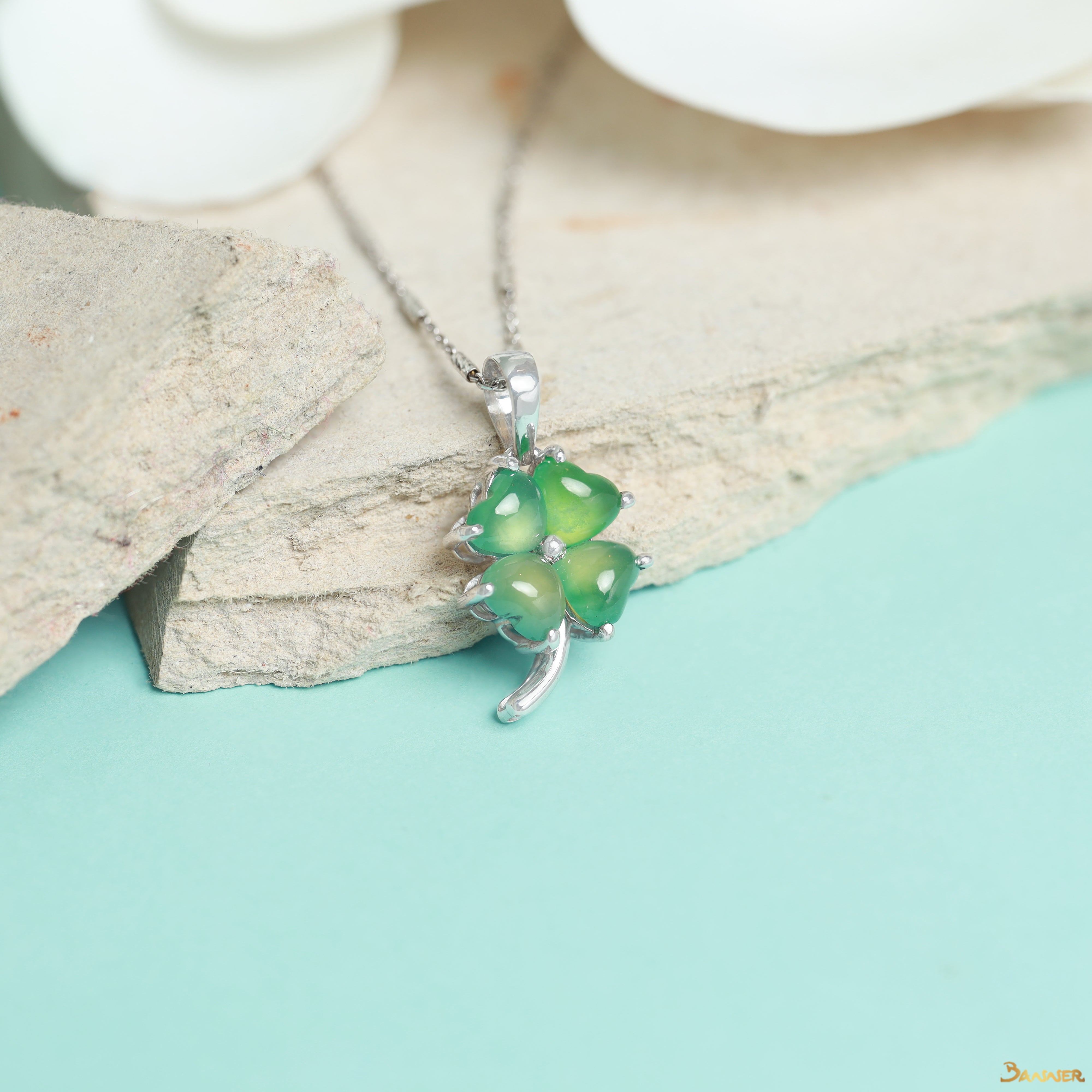 Green Jade Clover Pendant