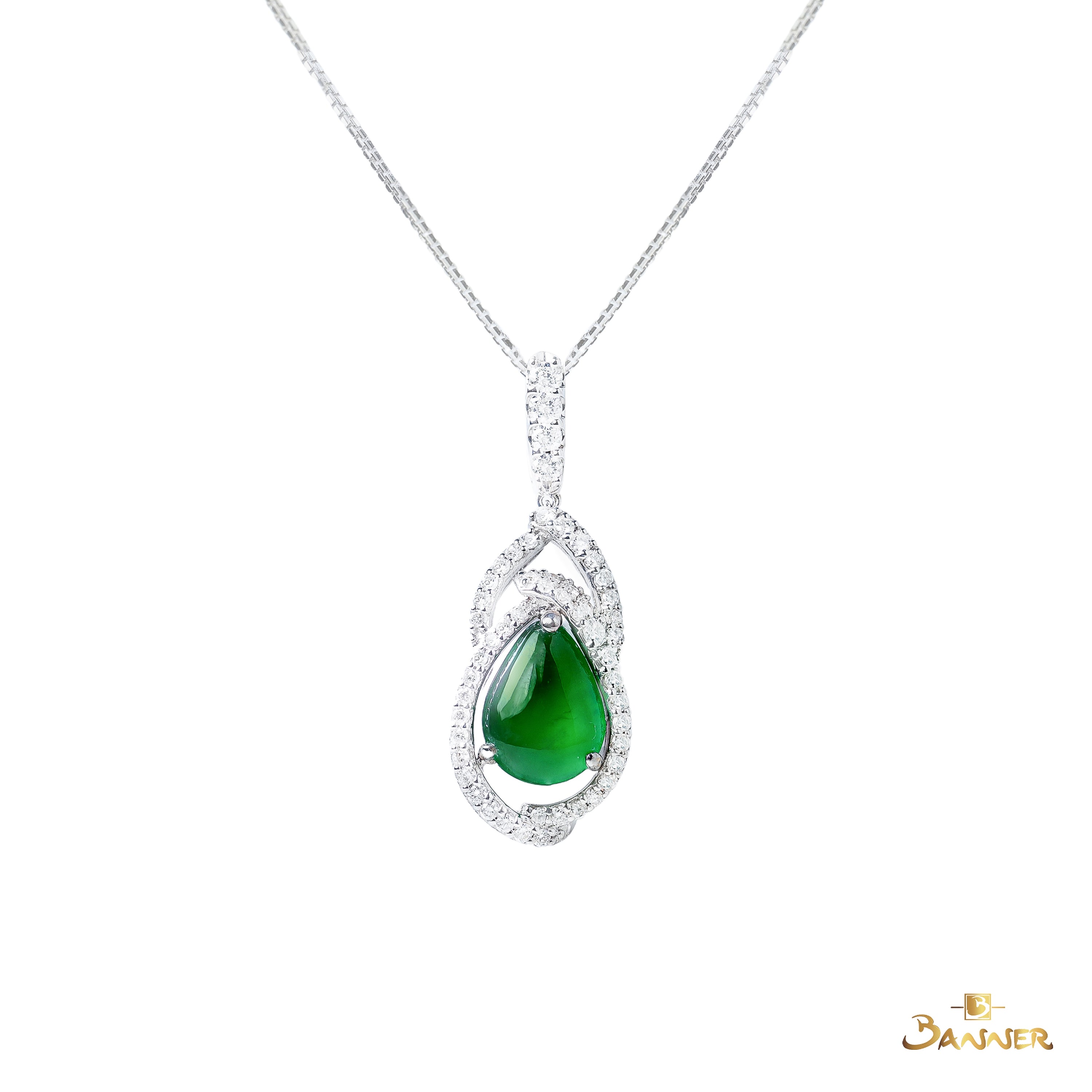 Jade and Diamond Dangle Pendant