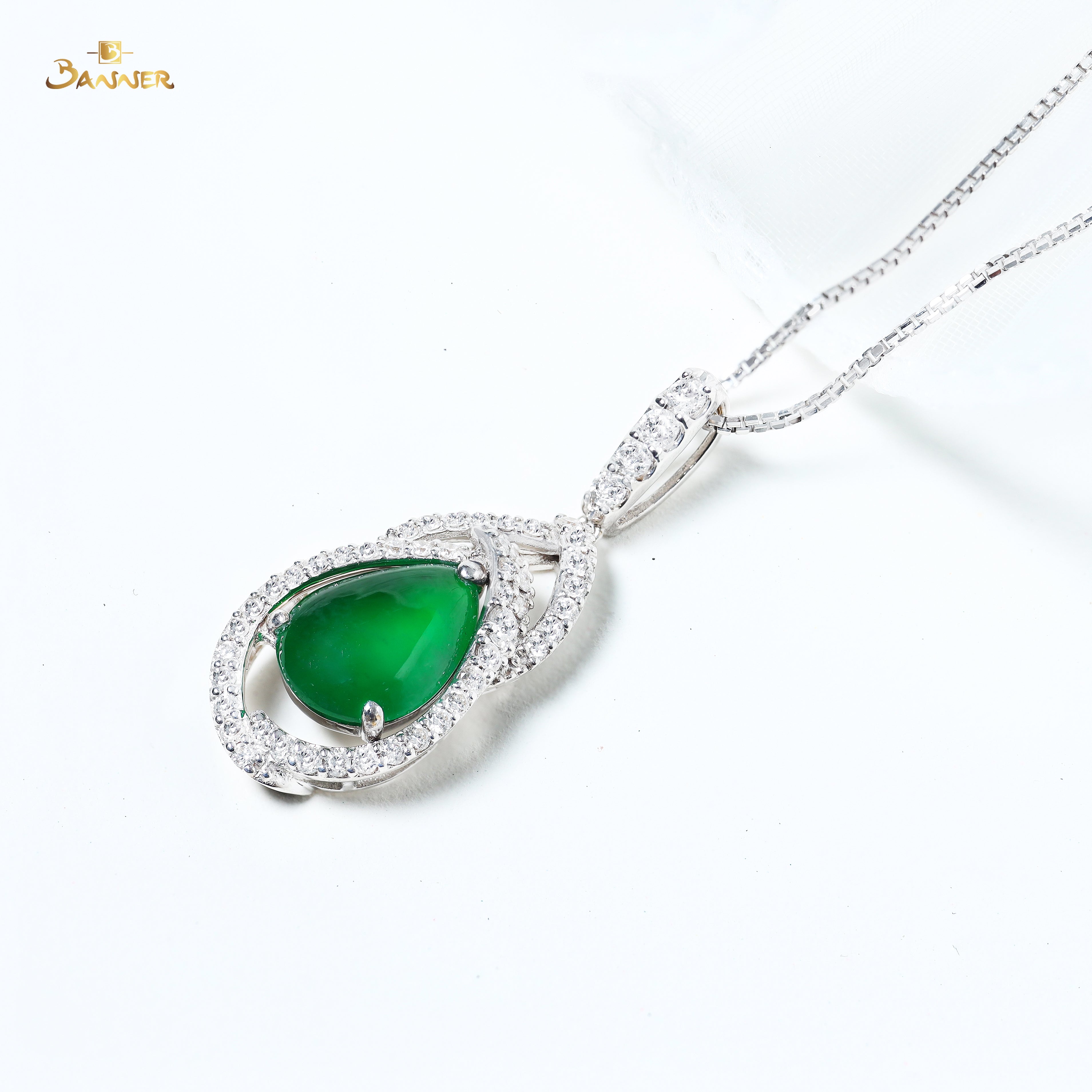 Jade and Diamond Dangle Pendant