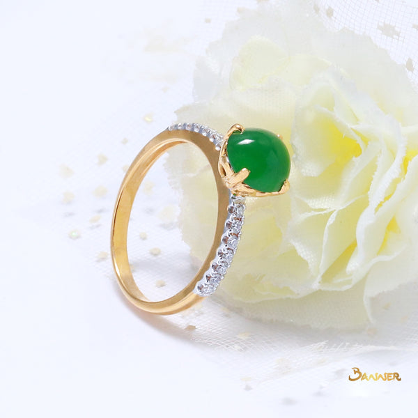 Jade and Diamond Pave Setting Ring