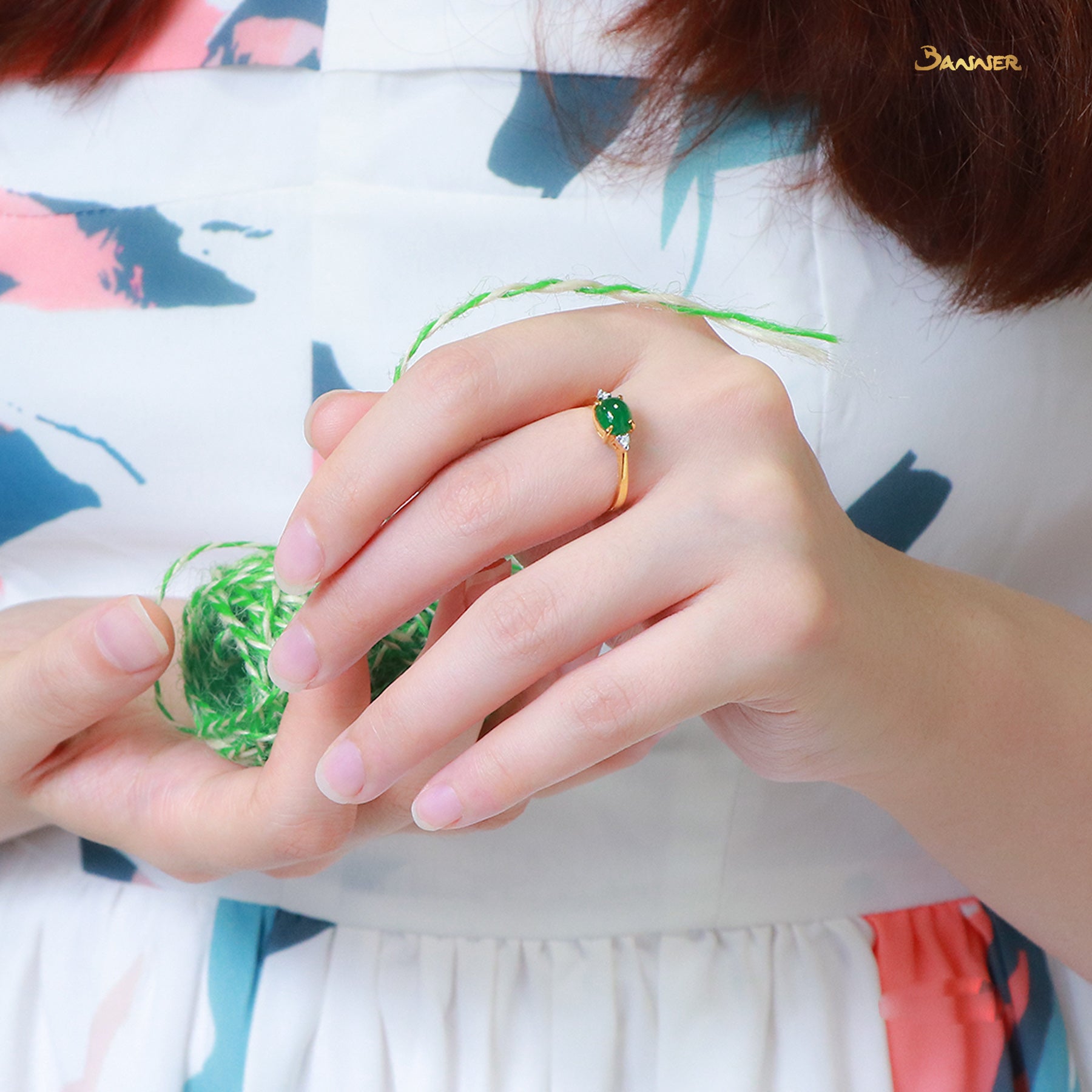 Jade With Diamond Ring