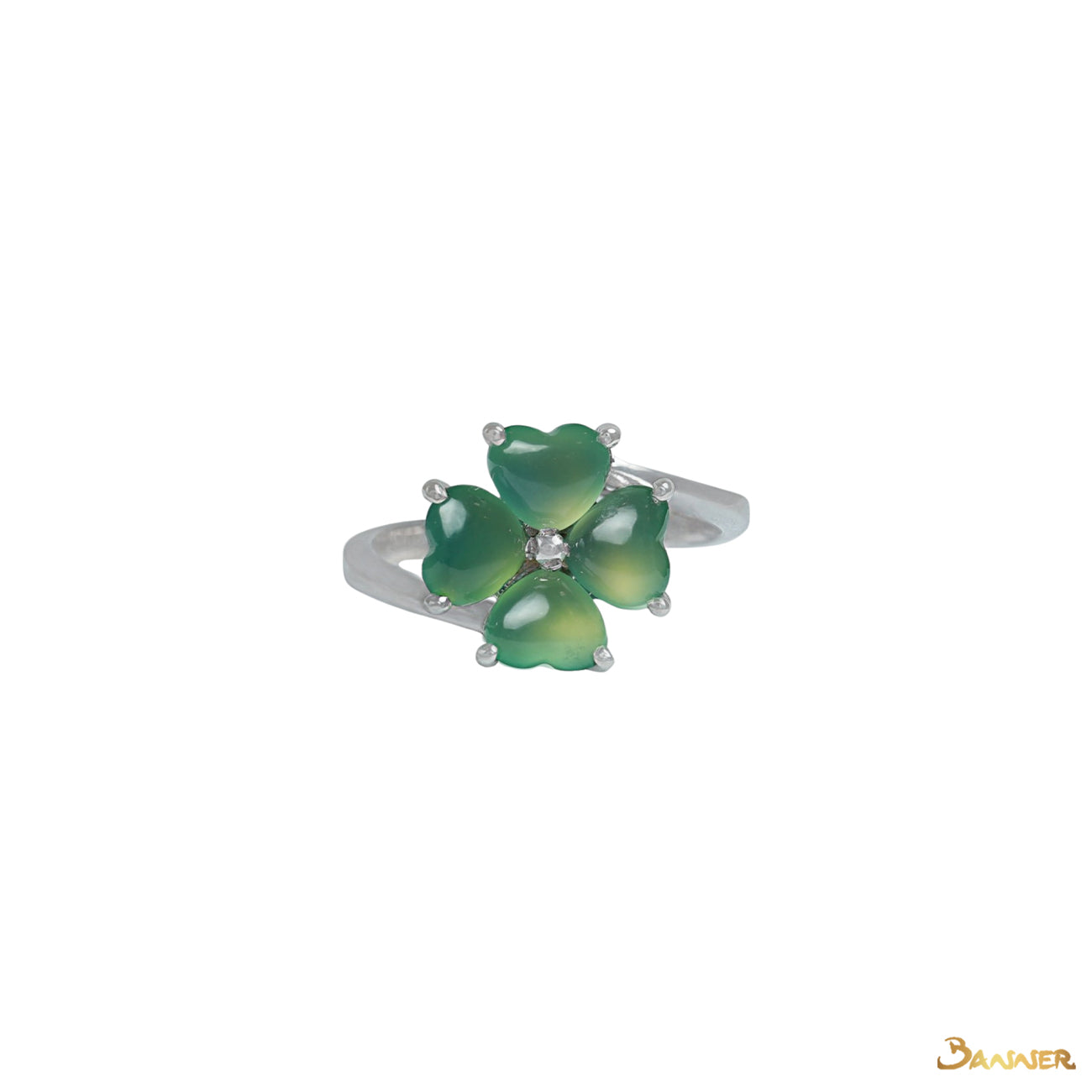 Green Jade Clover Ring