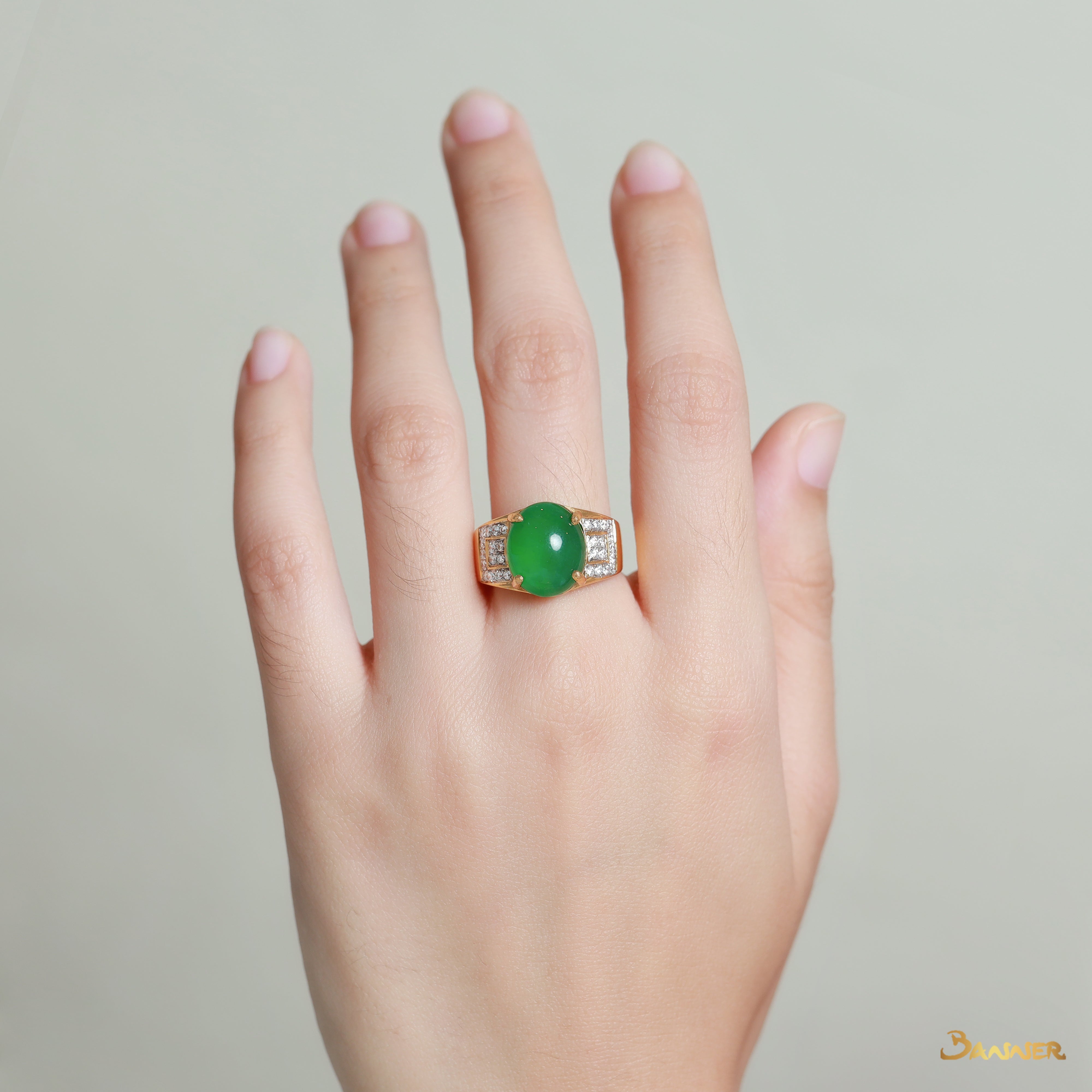 Jade and Diamond Men Ring