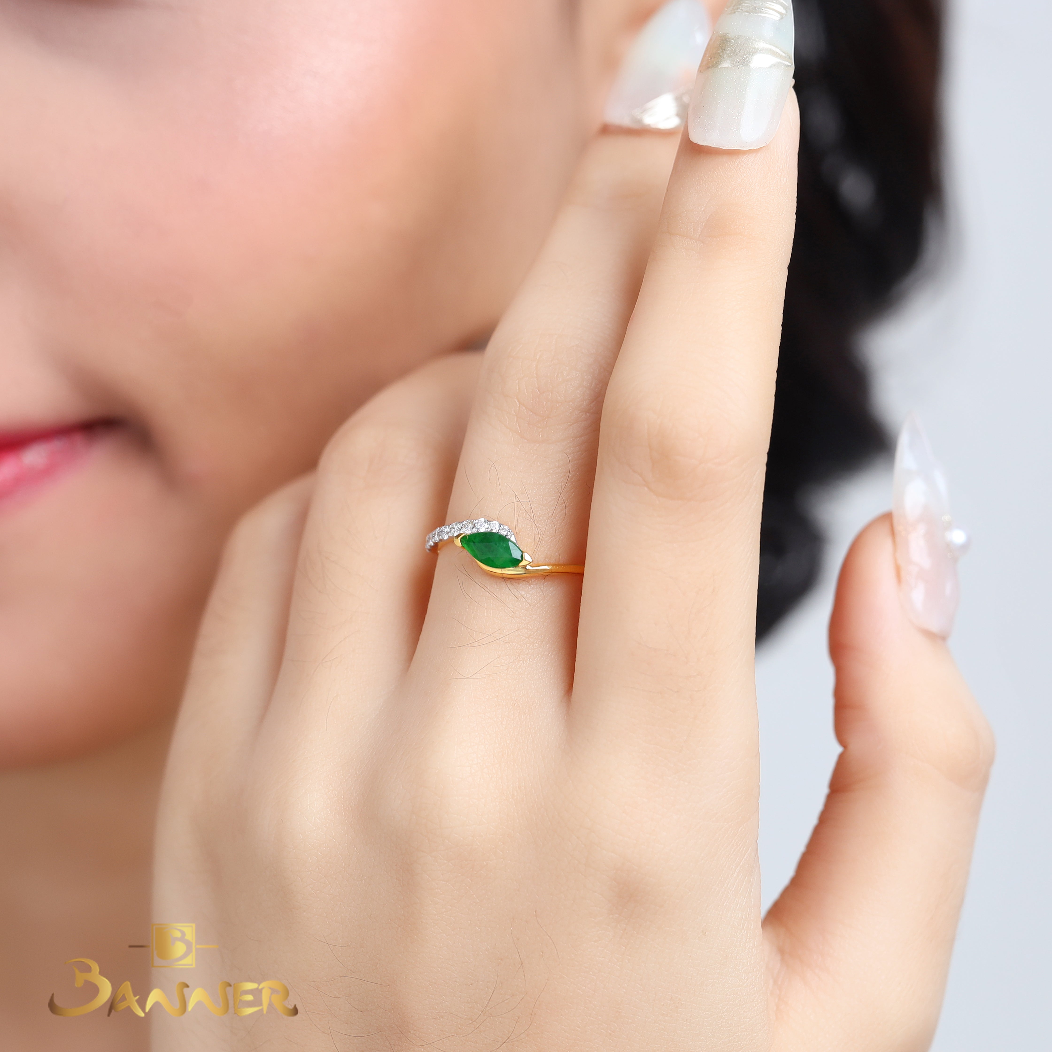 Jade and Diamond Gaze Ring