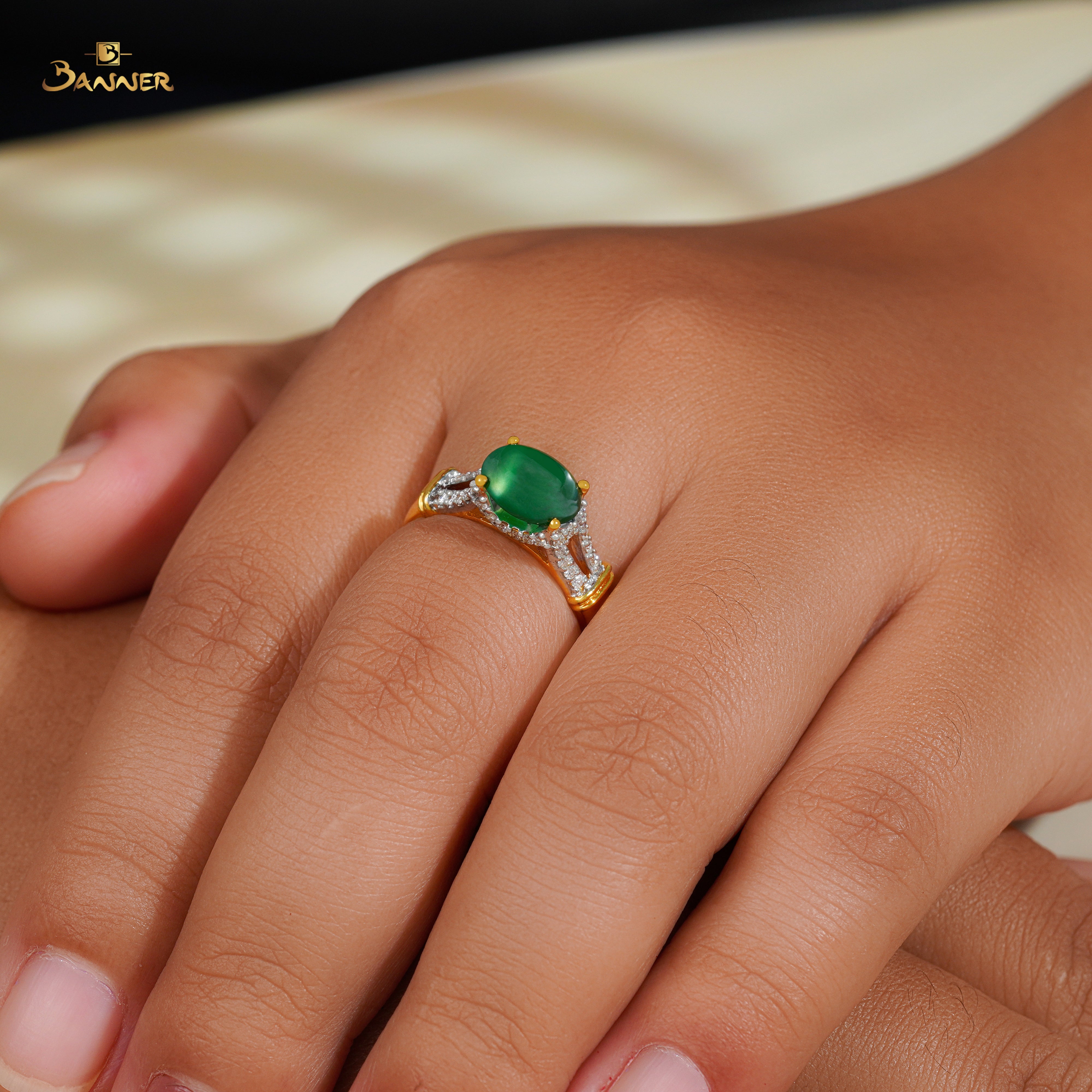 Jade and Diamond Ring