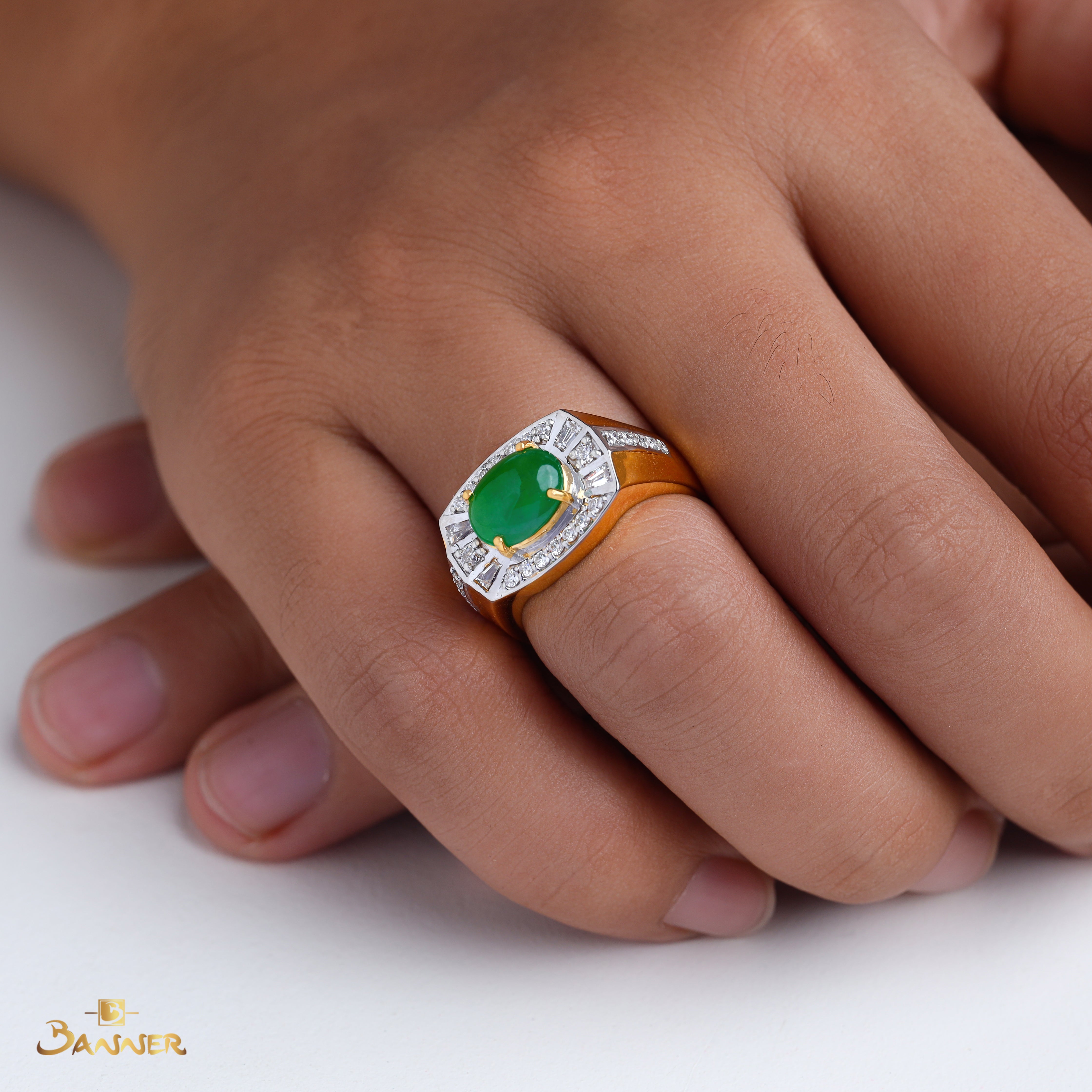 Jade and Diamond Men's Ring