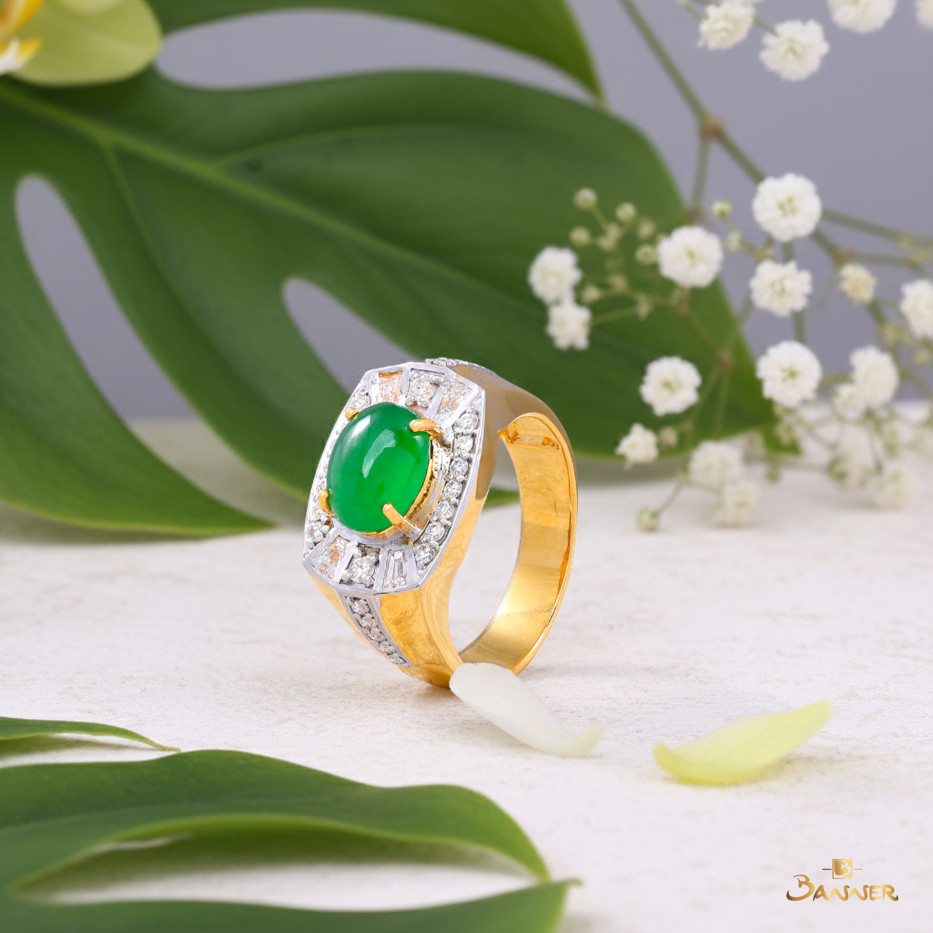 Jade and Diamond Men's Ring
