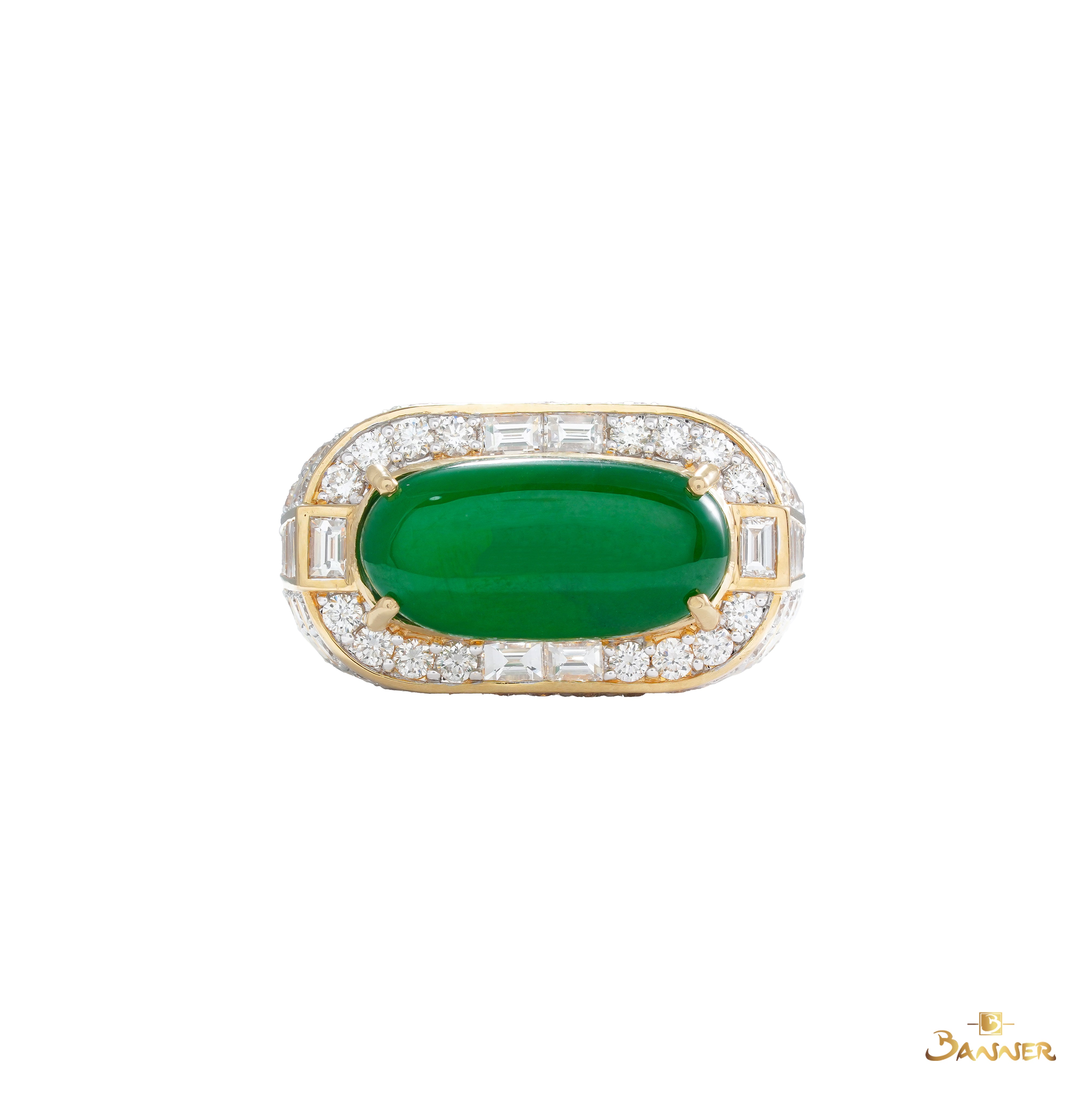 Jade and Baguette Diamond Men Ring(Sachin)