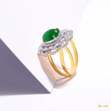 Jade and Diamond Floral Ring