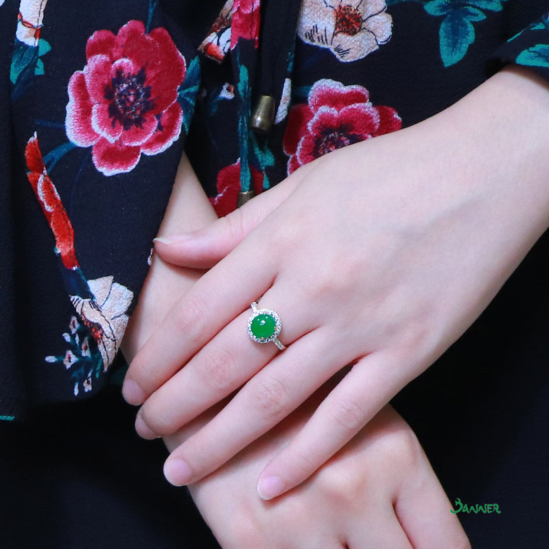 Jade and Diamond Halo Ring
