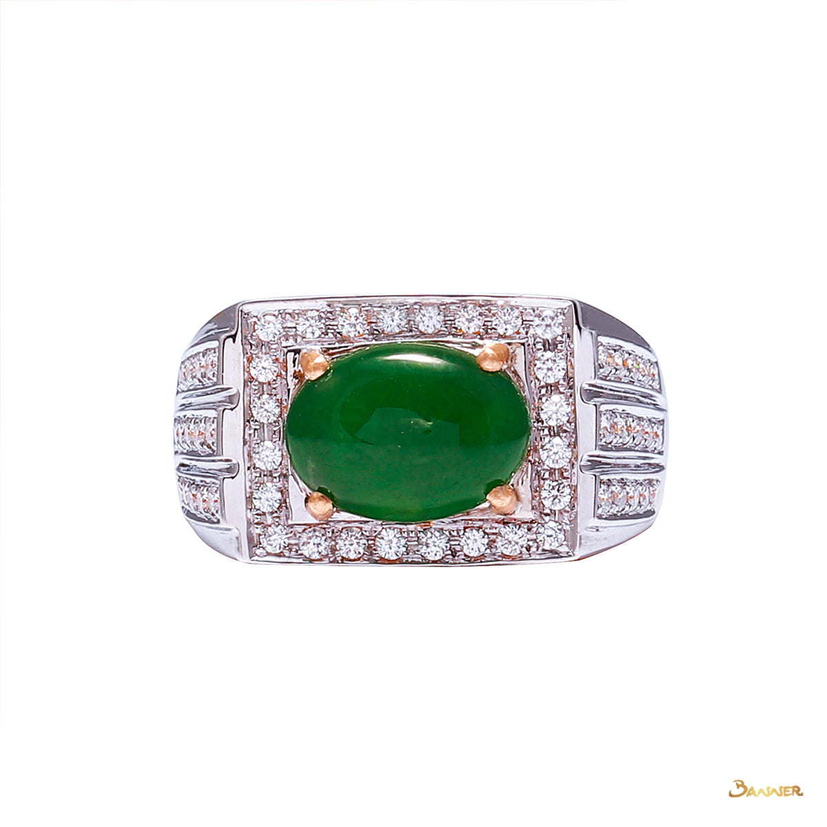 Jade and Diamond Men Ring