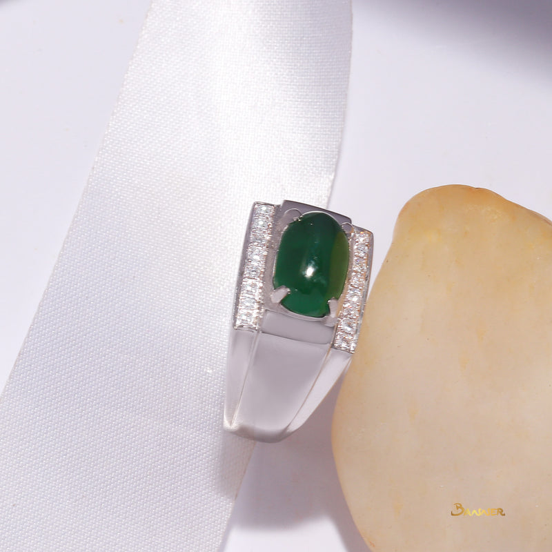 Jade and Diamond Men's Ring
