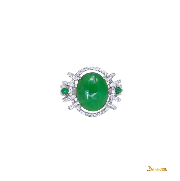 Imperial Green Jade and Diamond Ring