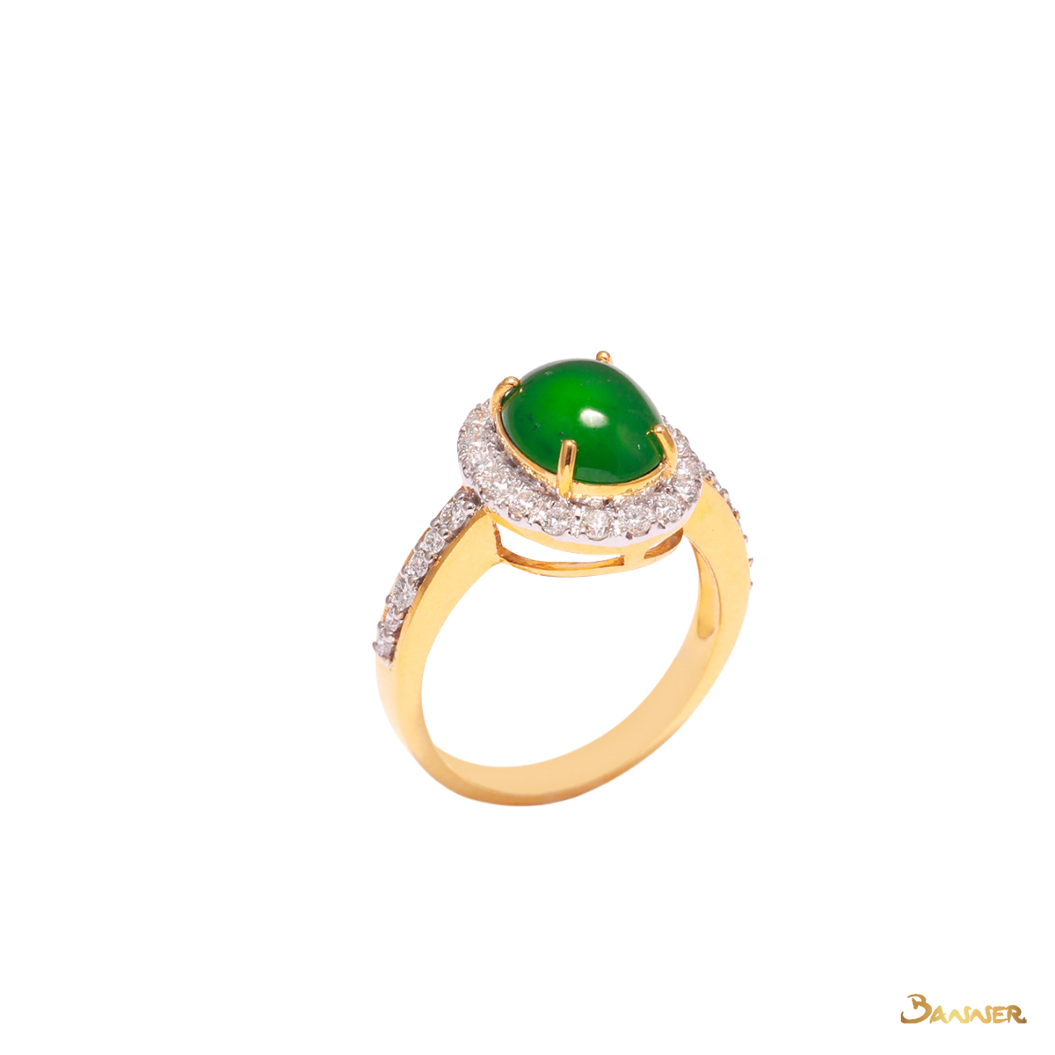 Jade and Diamond Halo Ring