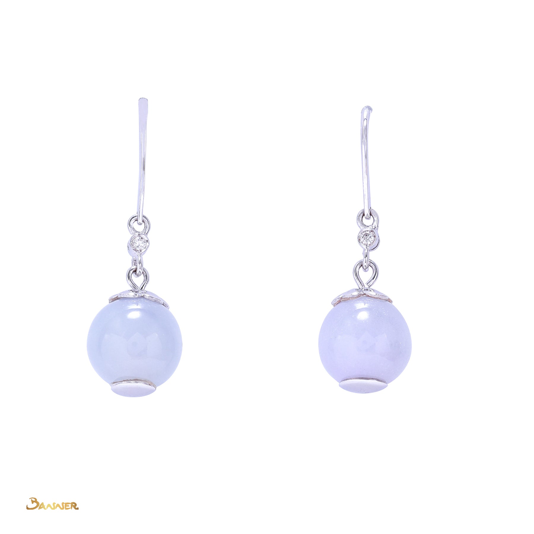 Lavender Jade and Diamond Dangle Earrings