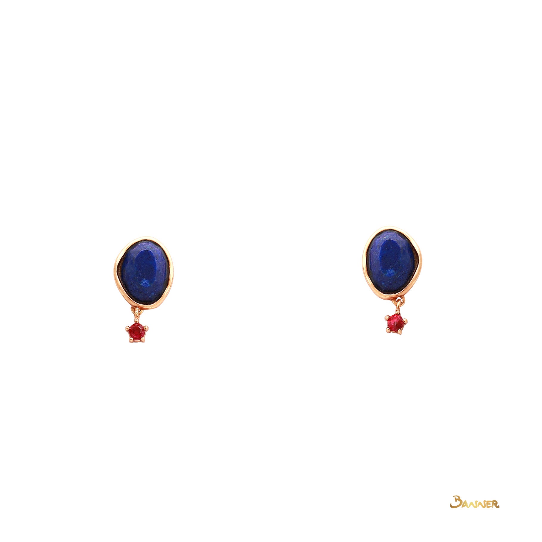 Lapis Lazuli and Ruby Earrings