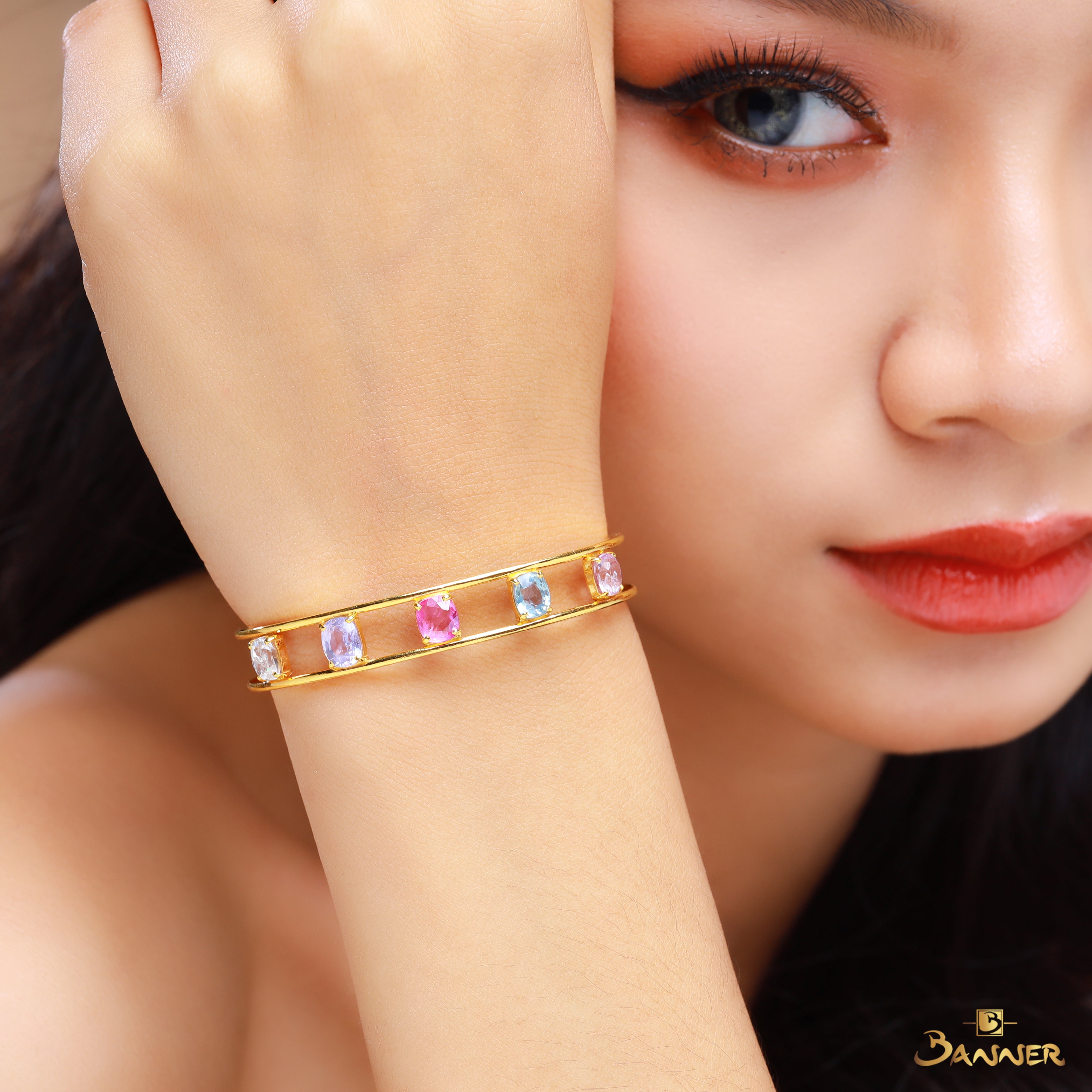 Multi-colored Sapphire Chroma Bangle Bracelet