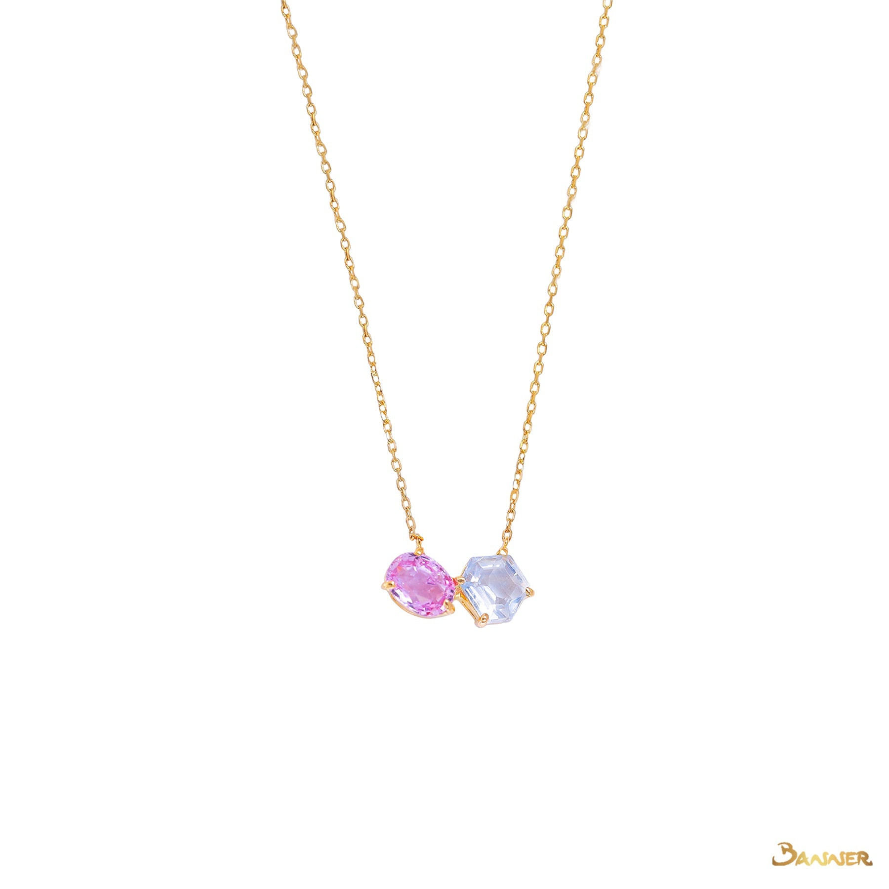 Toi - Et - Moi Multi Colored Sapphire Necklace