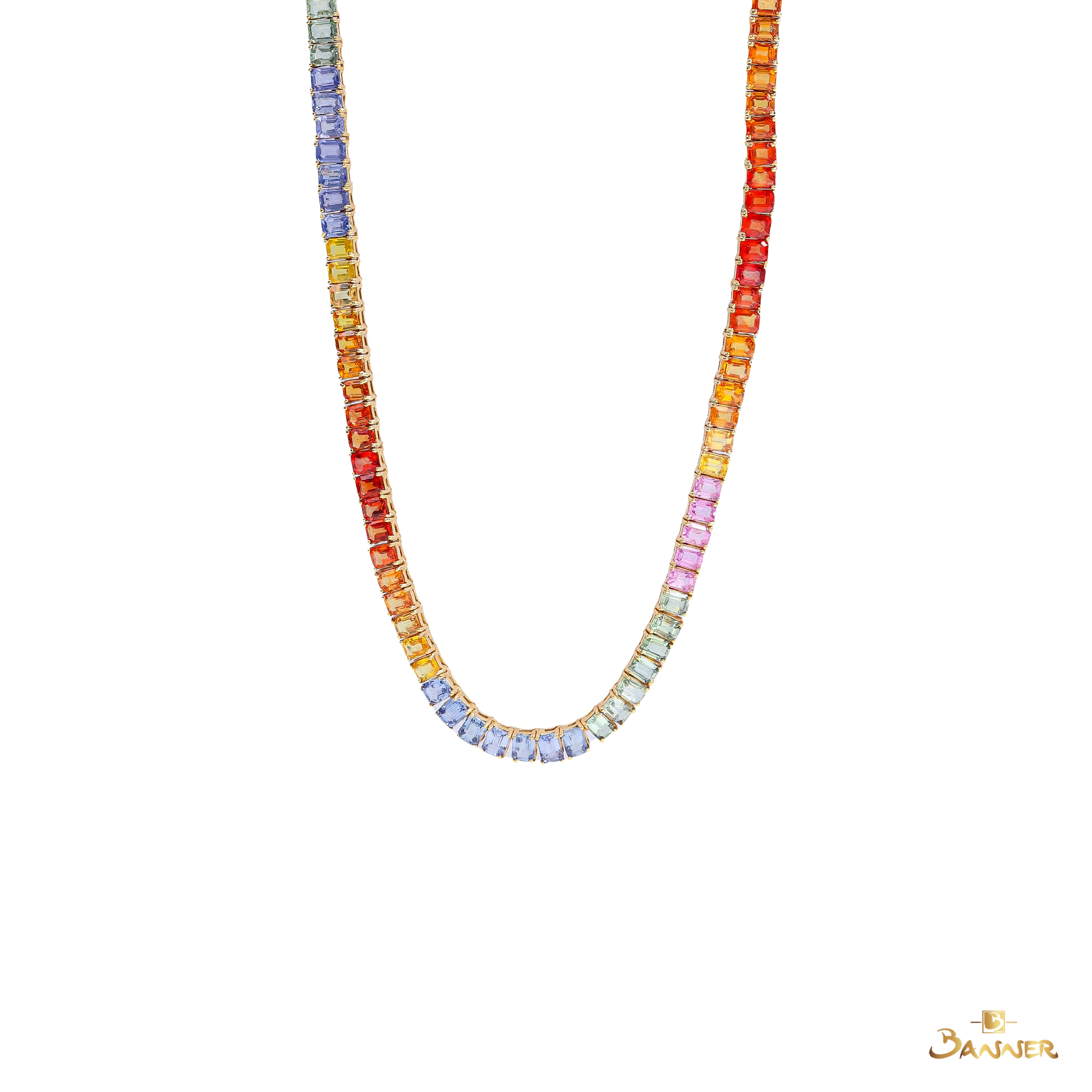 Multi-colored Sapphire Tennis Necklace