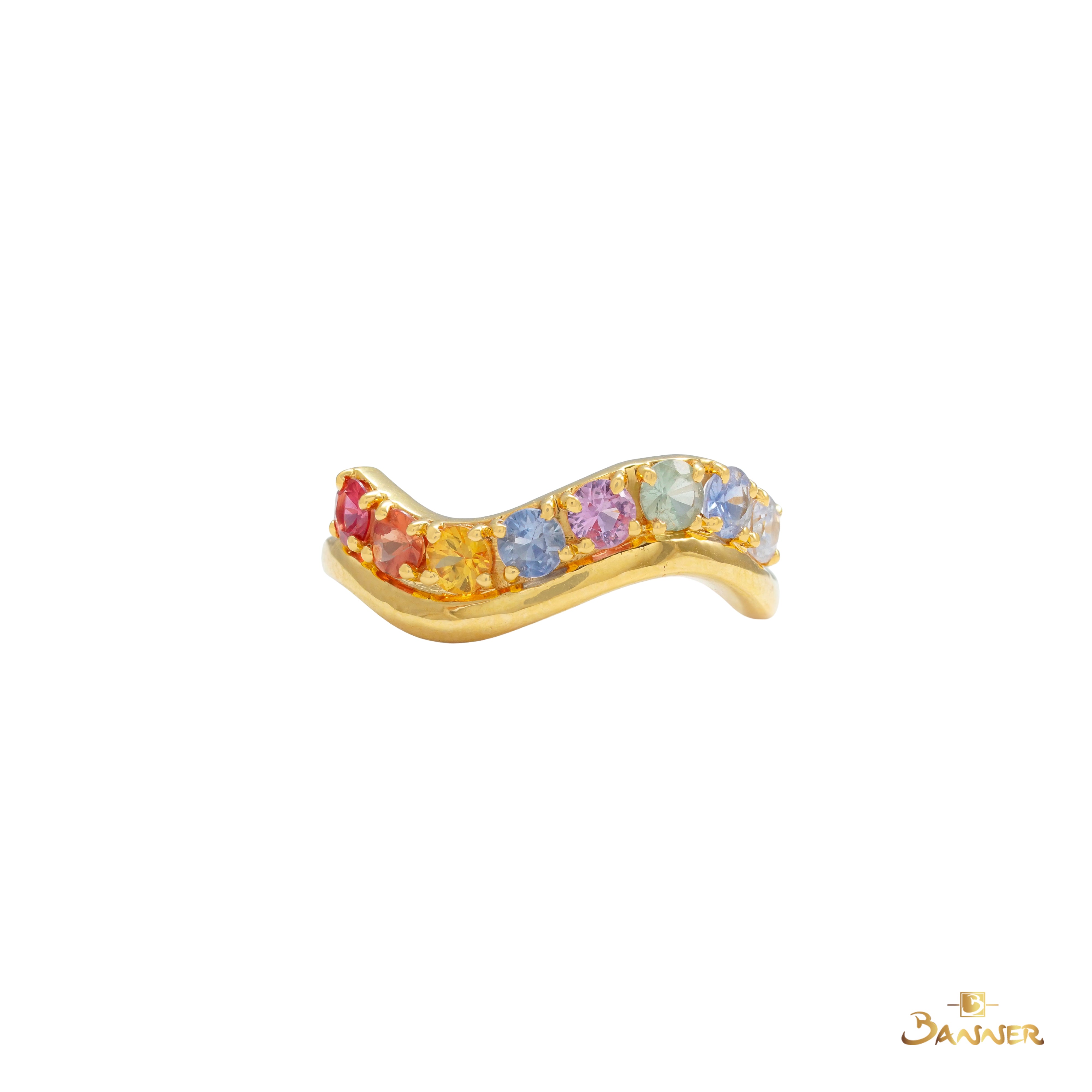 Multi-colored Sapphire Wave Ring