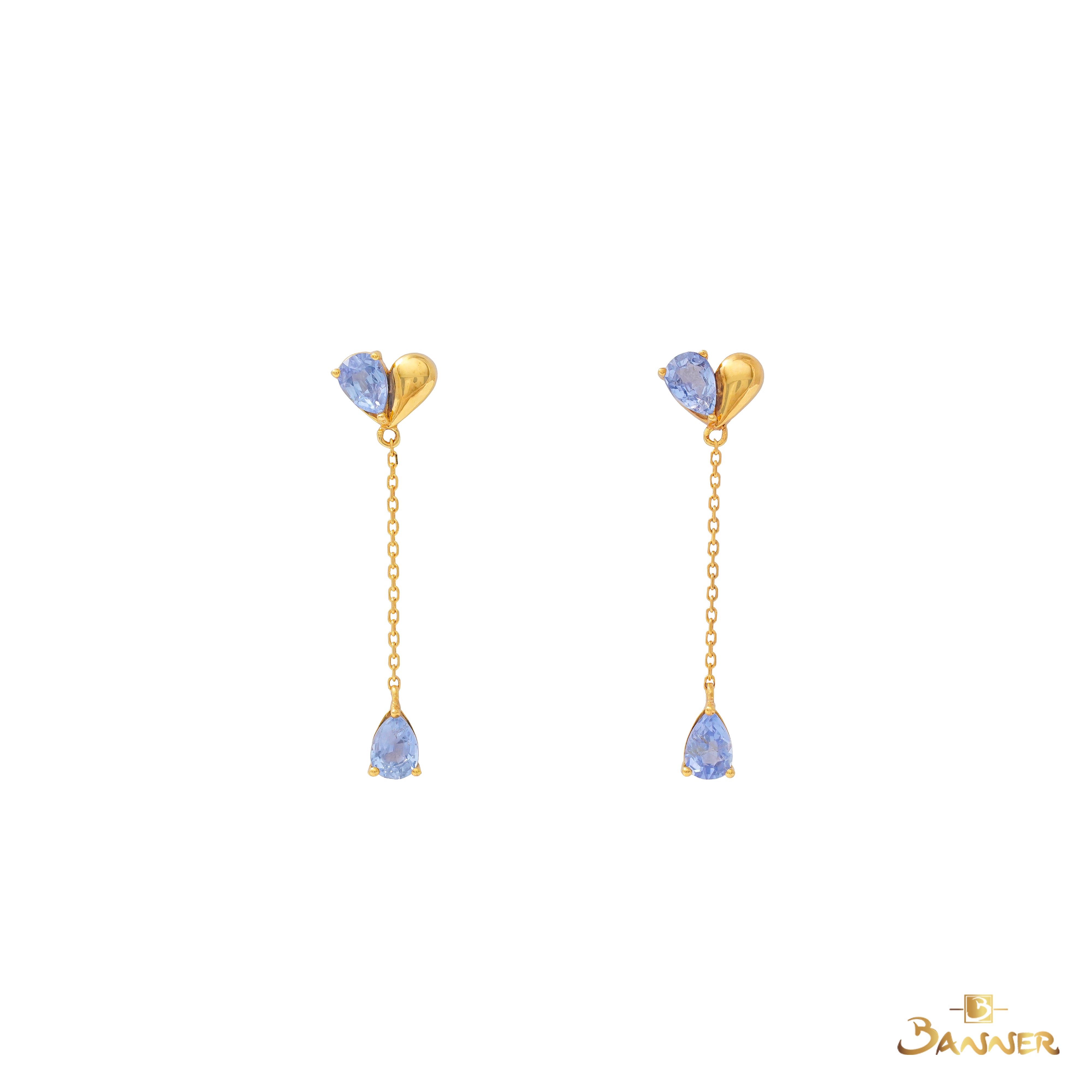 Multi-color Sapphire Love Dangle Earrings