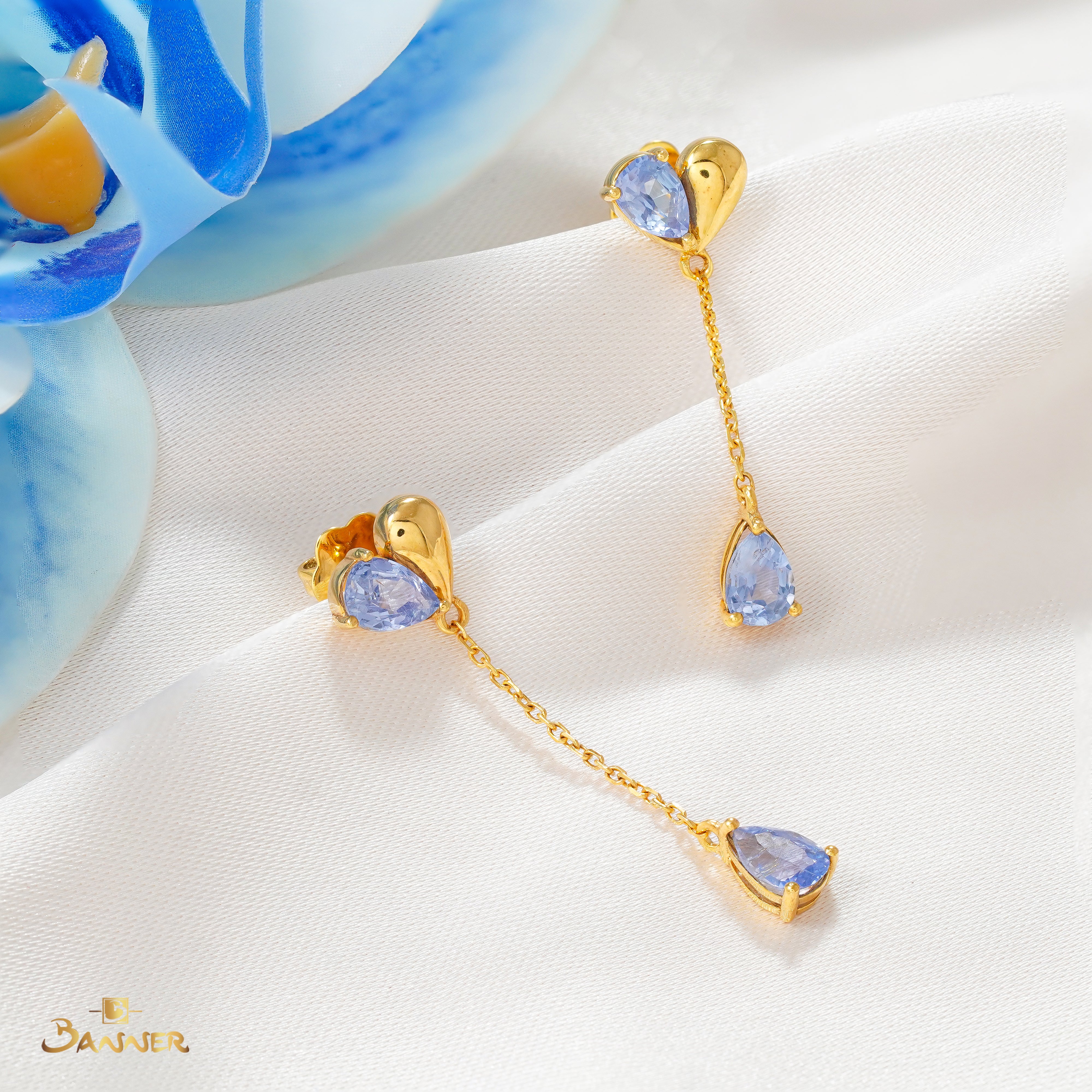 Multi-color Sapphire Love Dangle Earrings