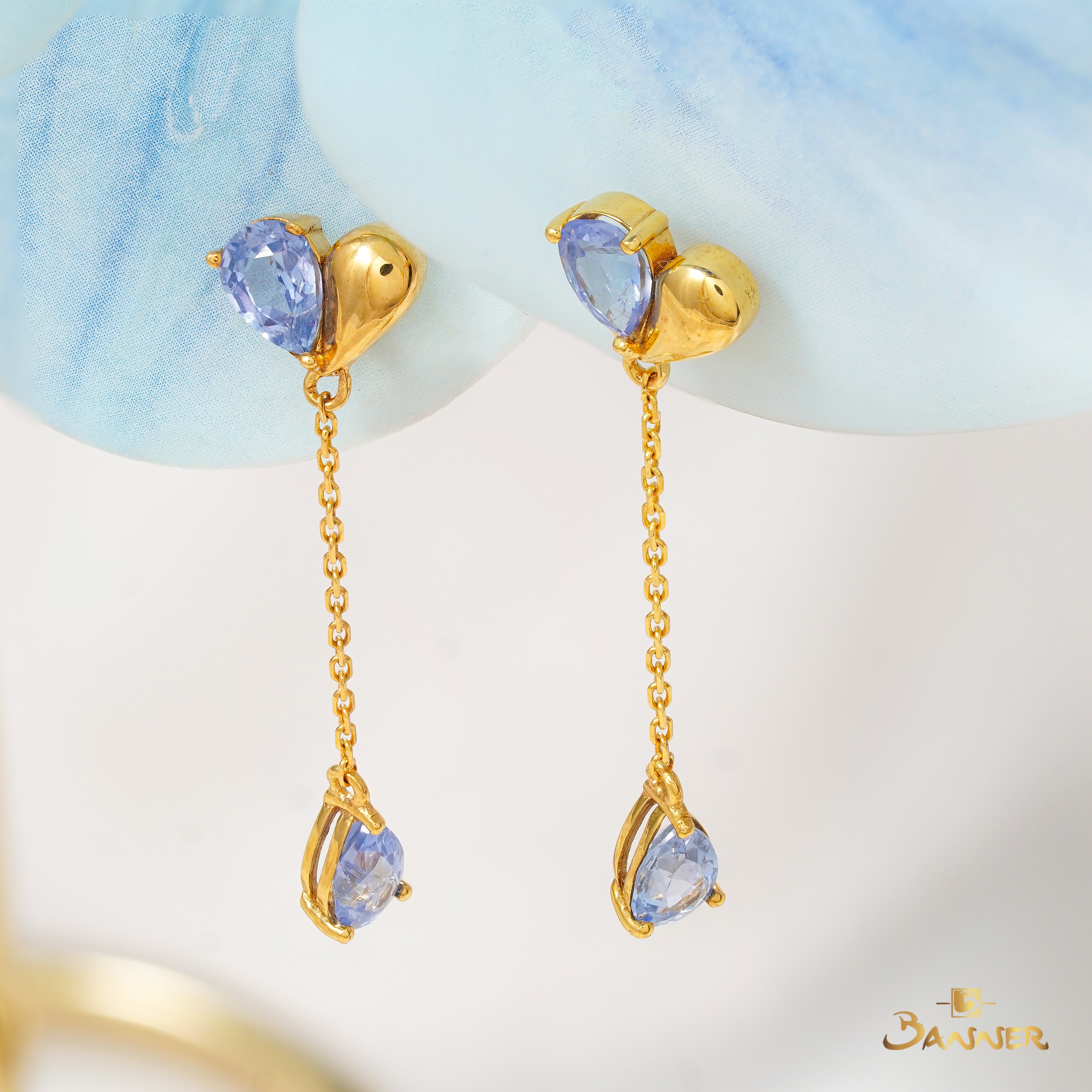 Multi-color Sapphire Love Dangle Earrings