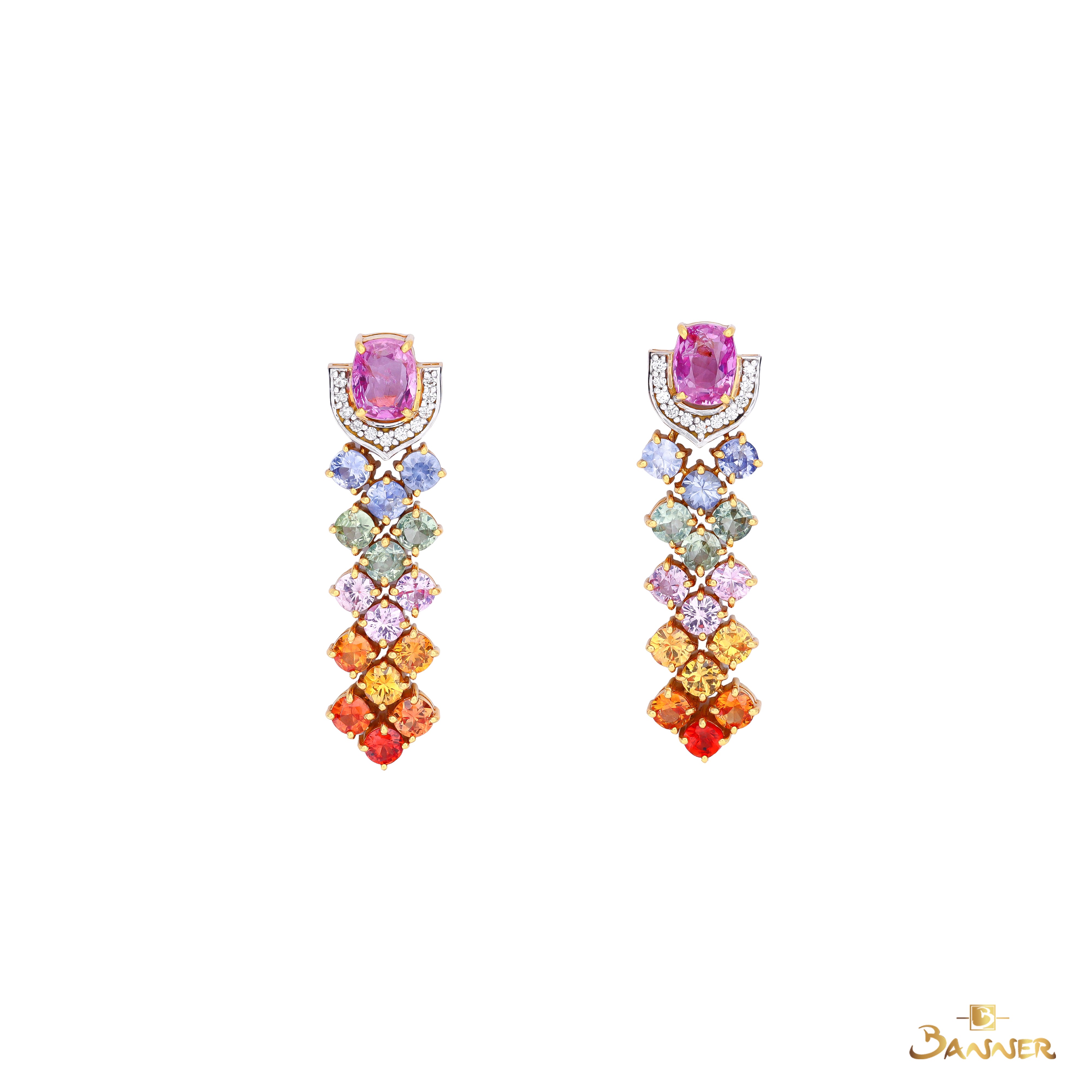 Multi-Colored Sapphire Rainbow Earrings